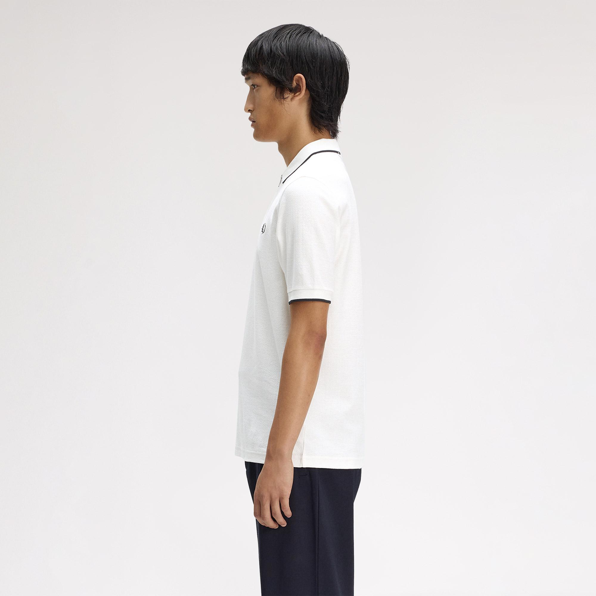 Fred Perry Crepe Pique Erkek Beyaz Polo
