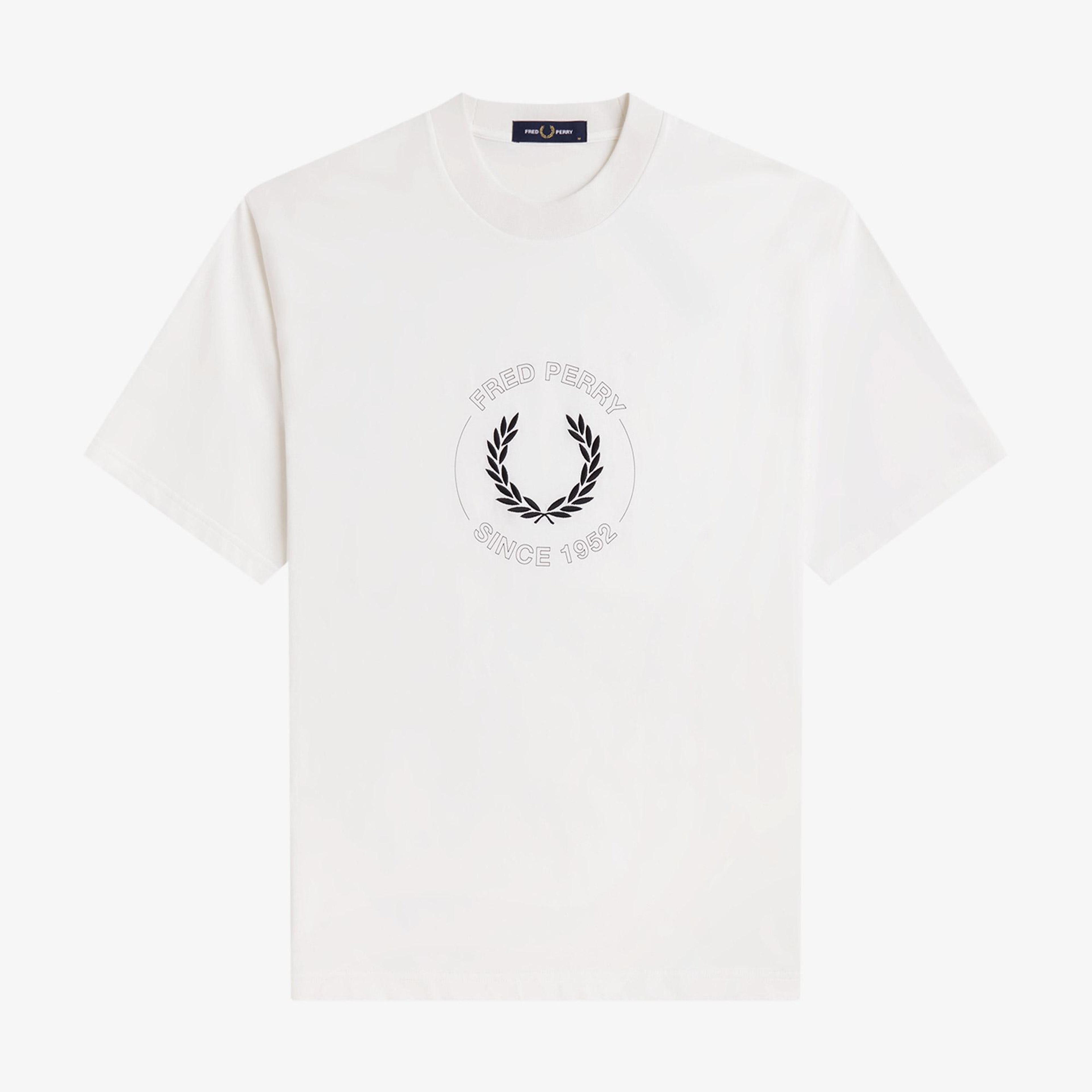 Fred Perry Circle Graphic Erkek Beyaz T-Shirt