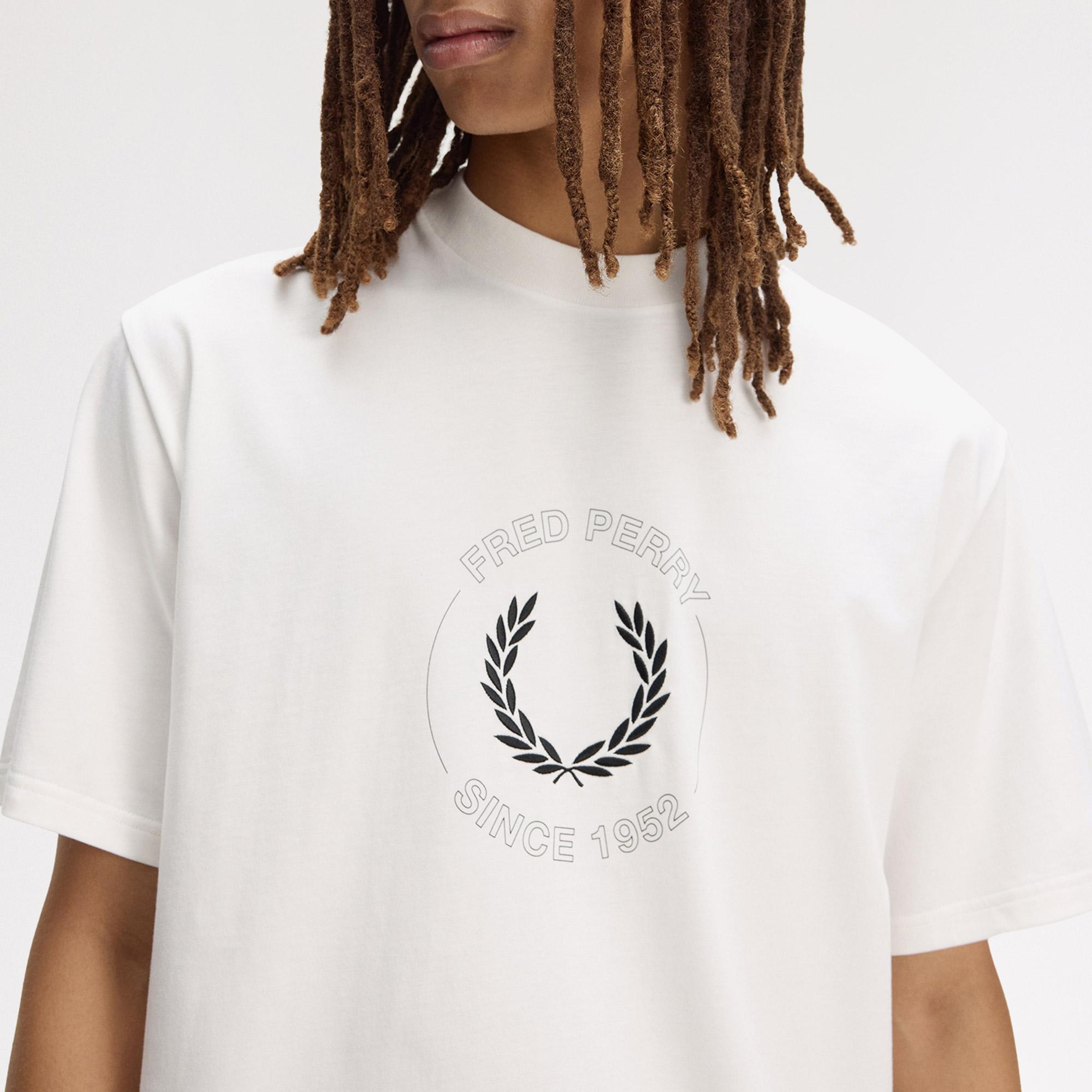 Fred Perry Circle Graphic Erkek Beyaz T-Shirt