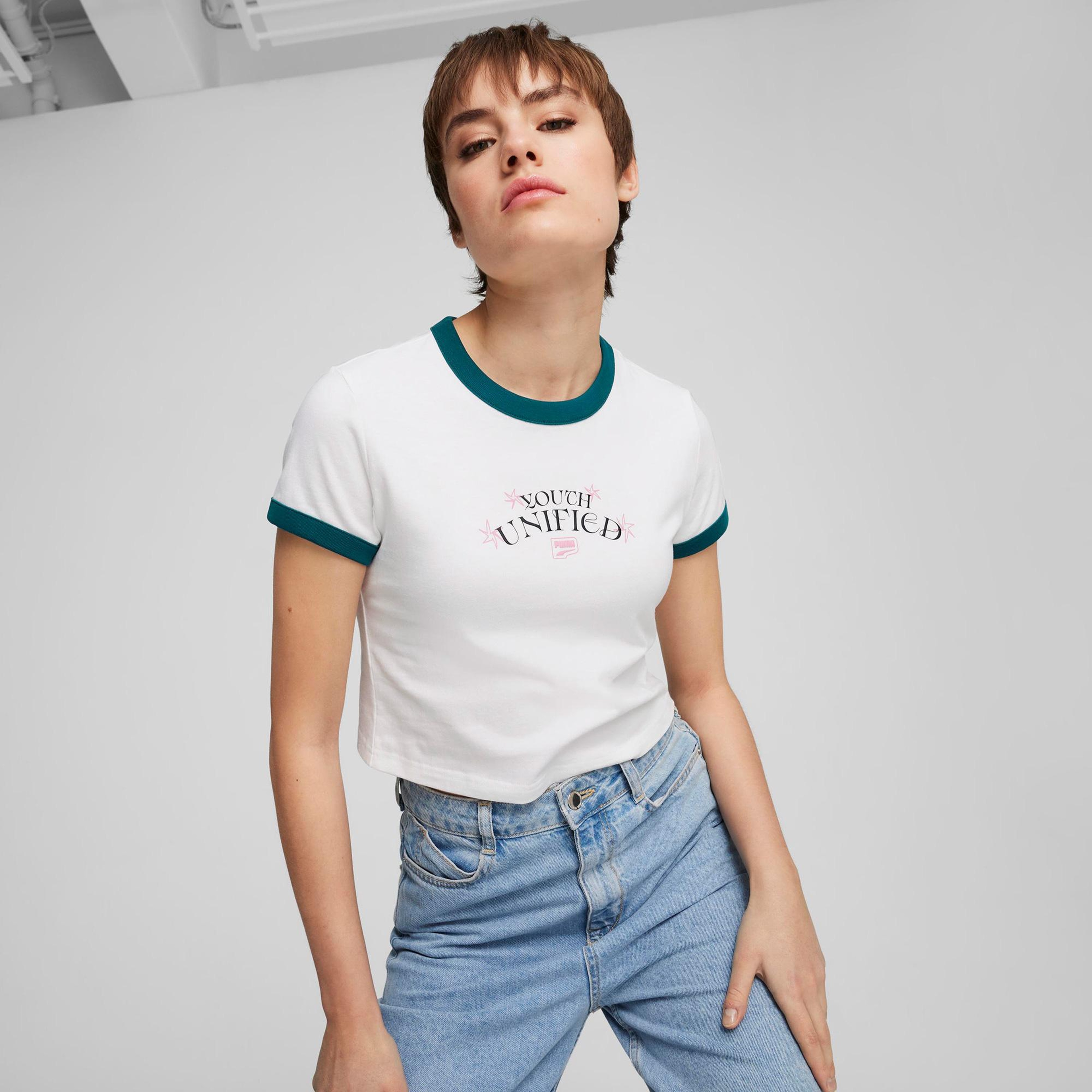 Puma Downtown Graphic Baby Kadın Beyaz T-Shirt