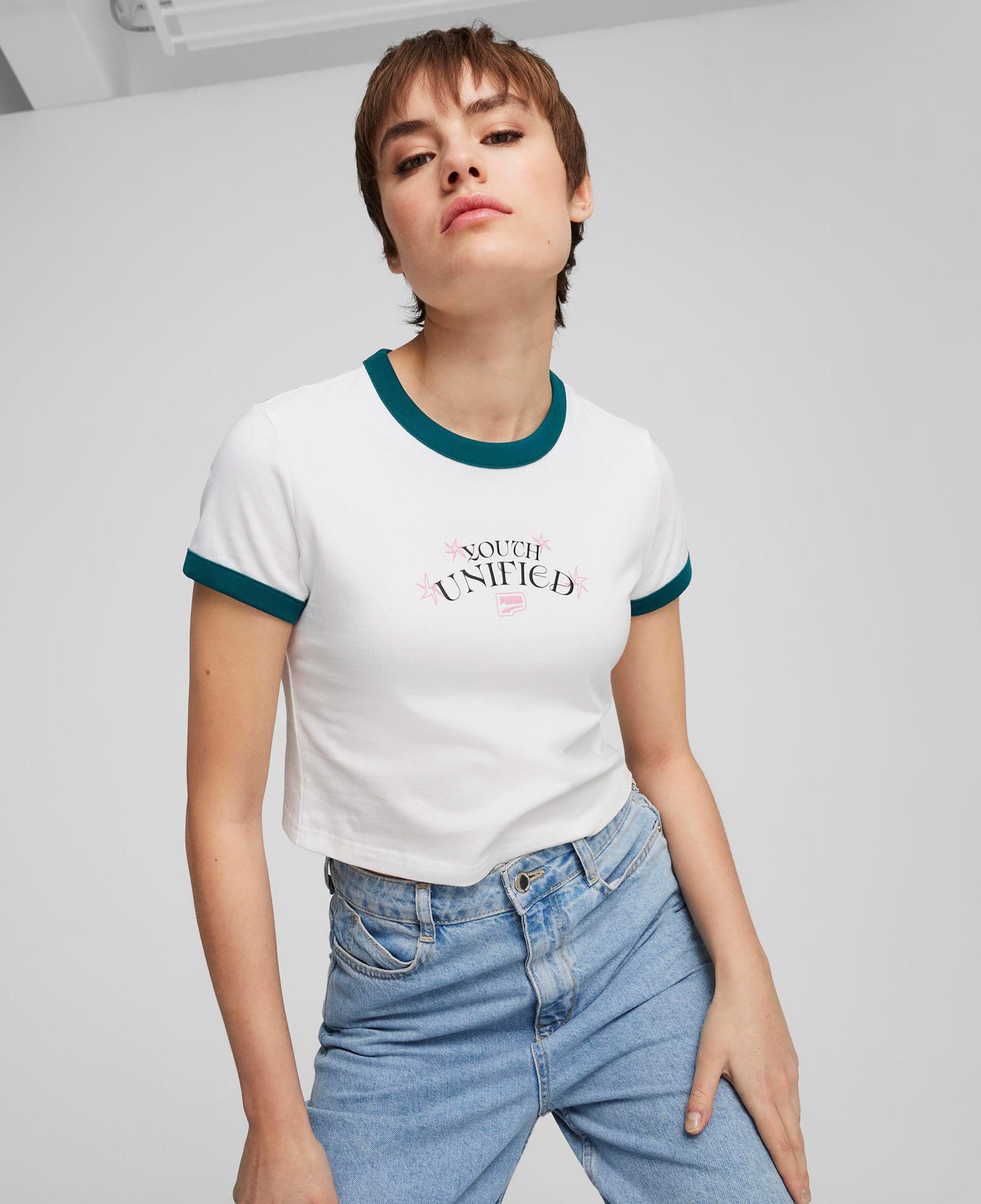 Puma Downtown Graphic Baby Kadın Beyaz T-Shirt
