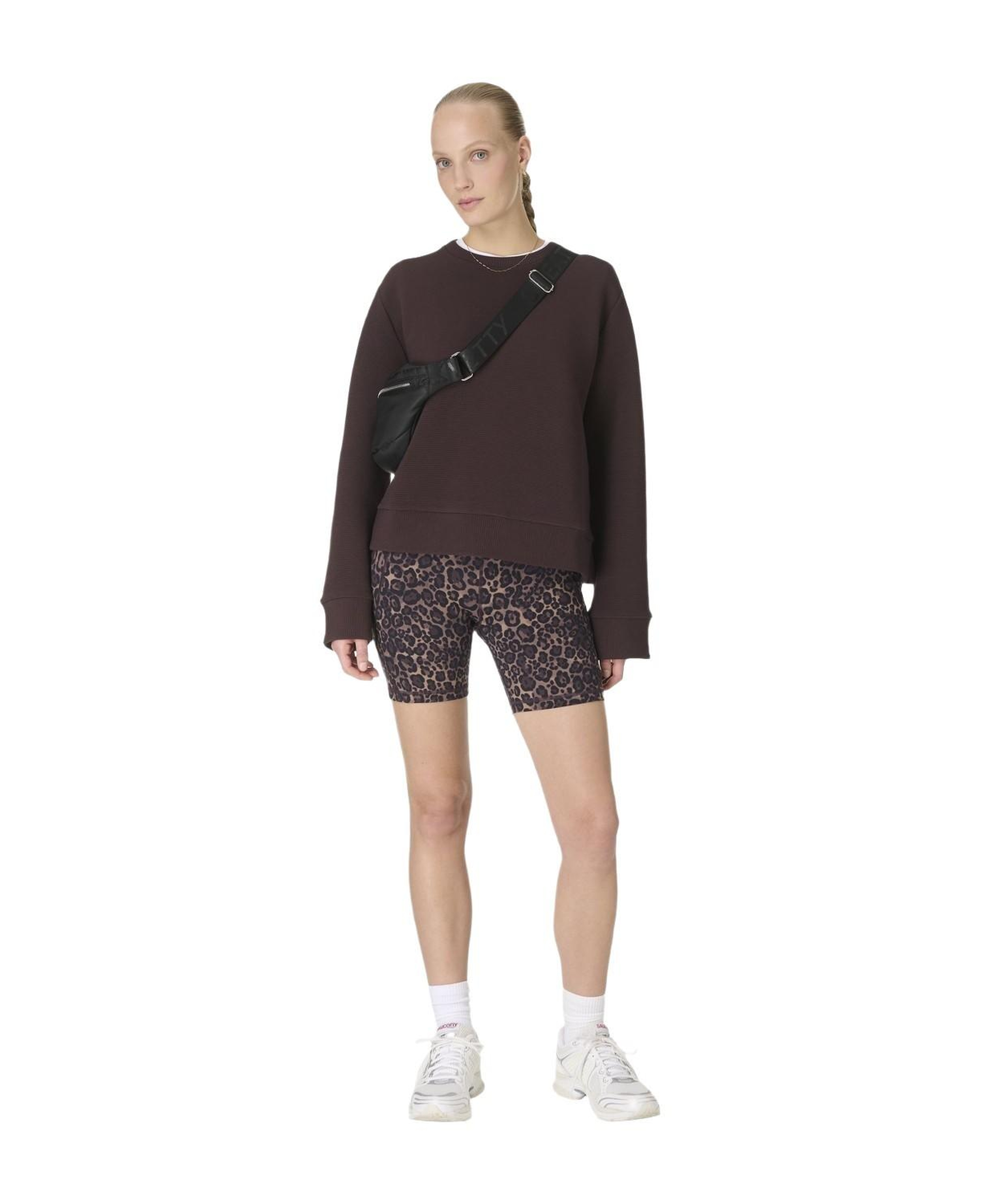 Sweaty Betty Peaceful Rib Cropped Sweatshir Kadın Kahverengi Sweat
