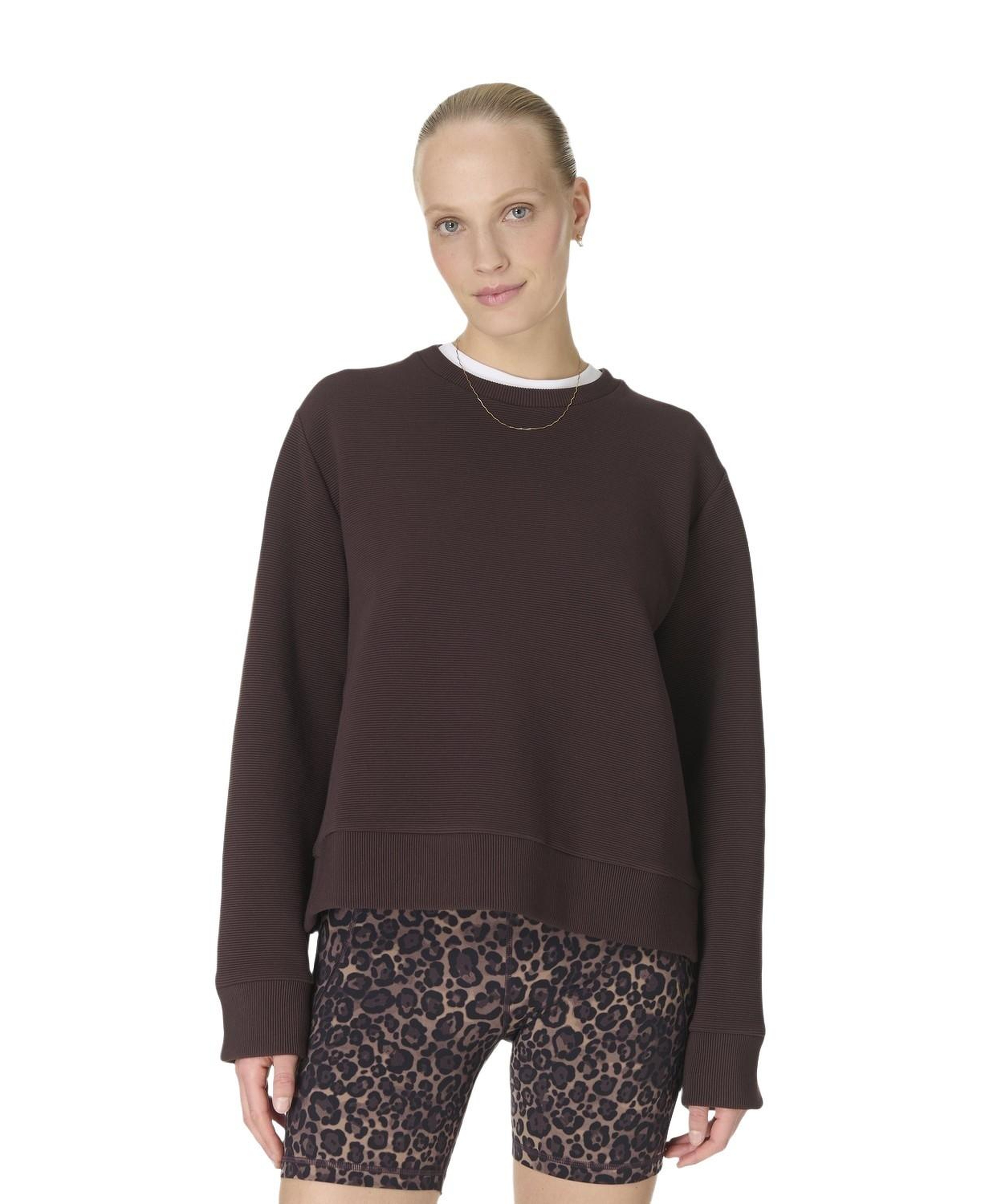 Sweaty Betty Peaceful Rib Cropped Sweatshir Kadın Kahverengi Sweat