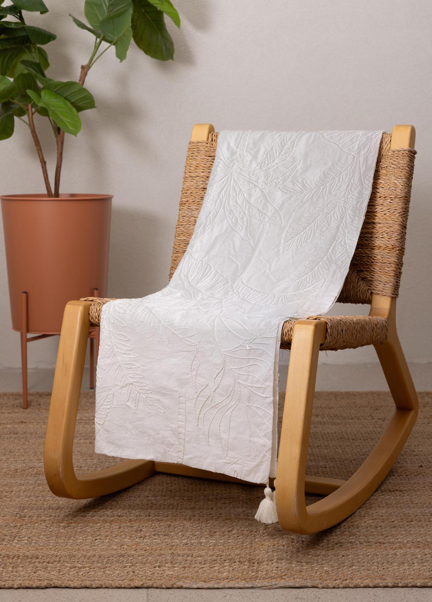 Throw Koltuk Şalı Püsküllü Krem 170x130