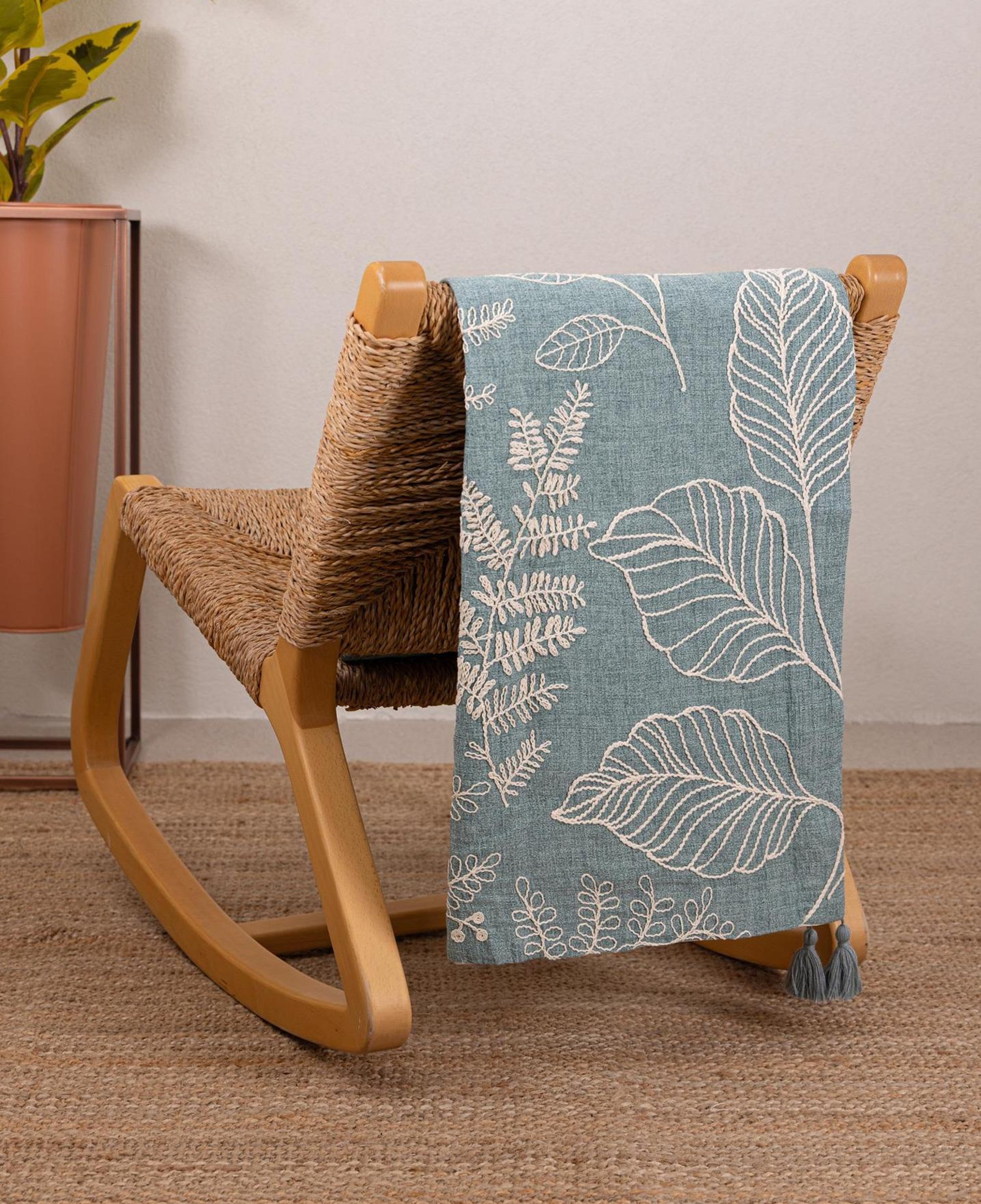 Throw Koltuk Şalı Püsküllü Yeşil 170x130