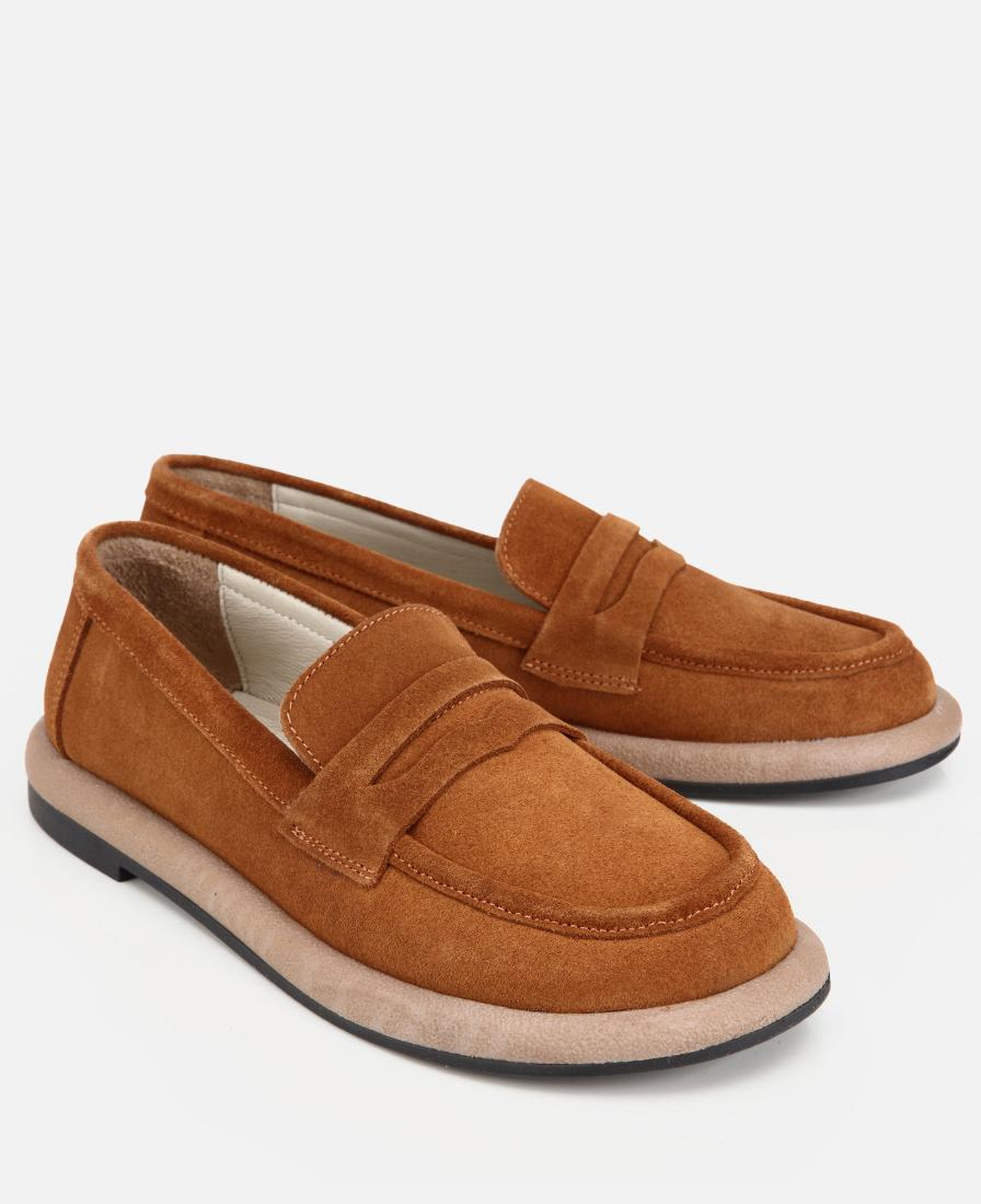 Kadın Süet Deri Taba Taban Detaylı Günlük Loafer