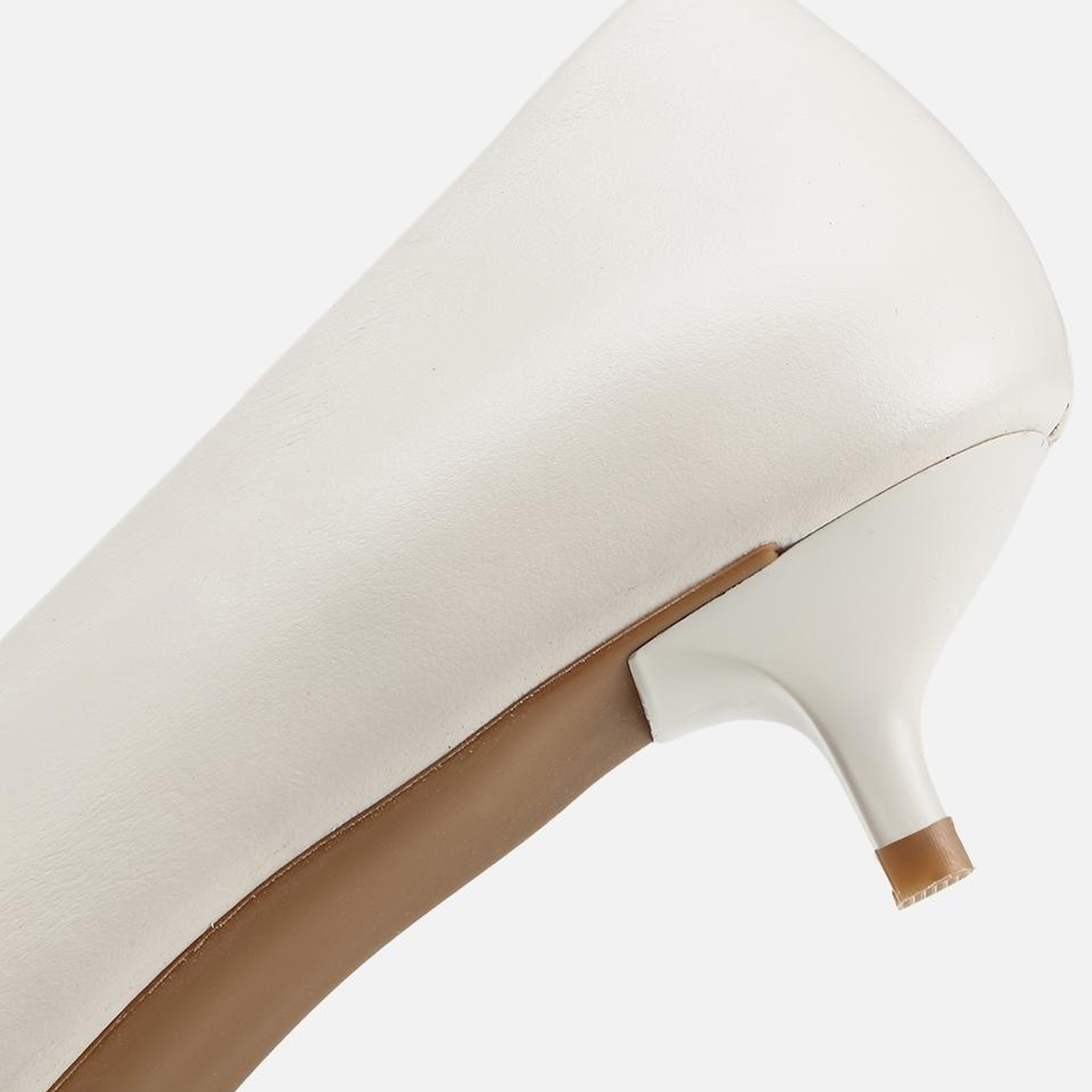 Kadın Deri Ekru Mini Topuklu Klasik Stiletto