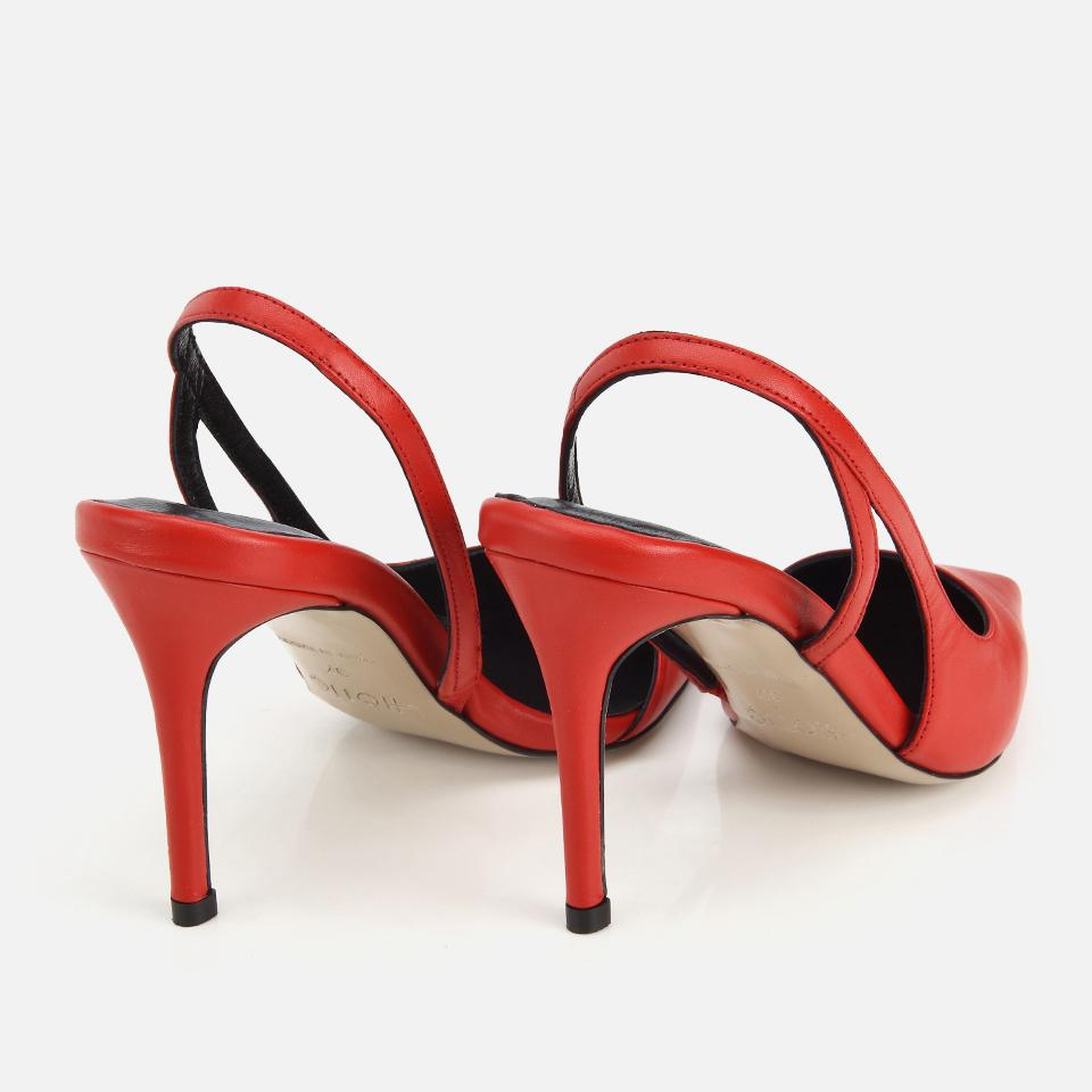 Kadın Deri Kırmızı Sivri Burunlu İnce Topuklu Stiletto