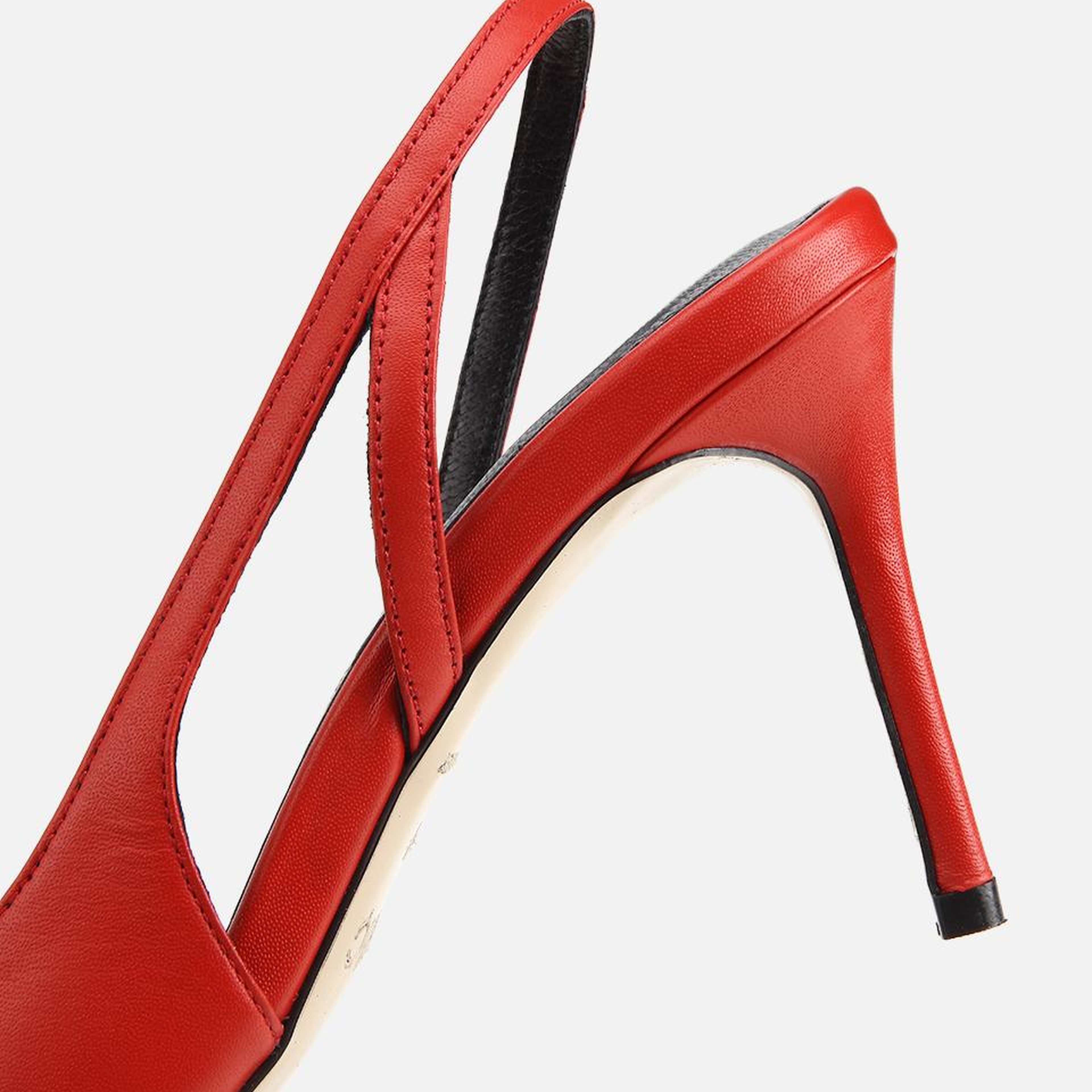 Kadın Deri Kırmızı Sivri Burunlu İnce Topuklu Stiletto
