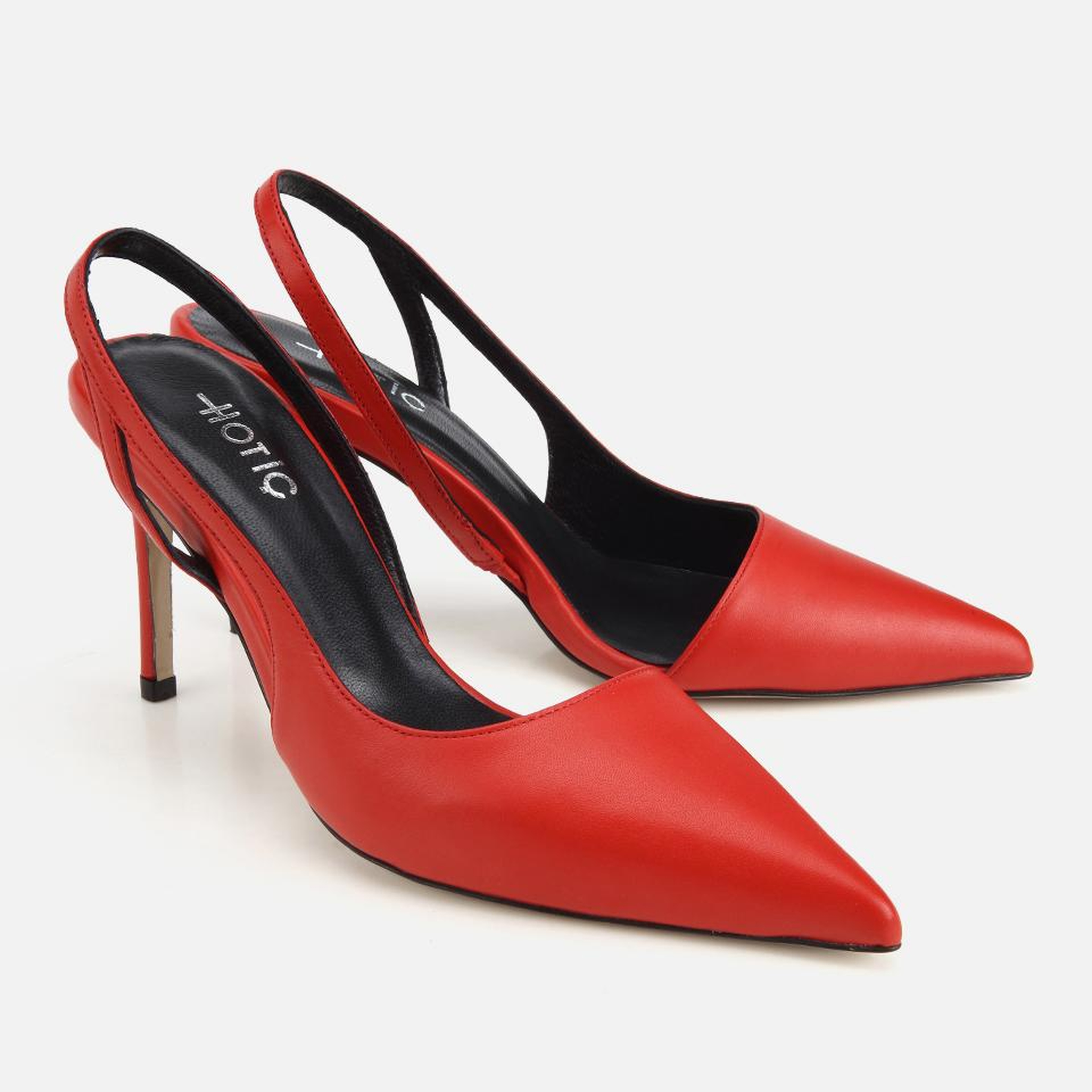 Kadın Deri Kırmızı Sivri Burunlu İnce Topuklu Stiletto