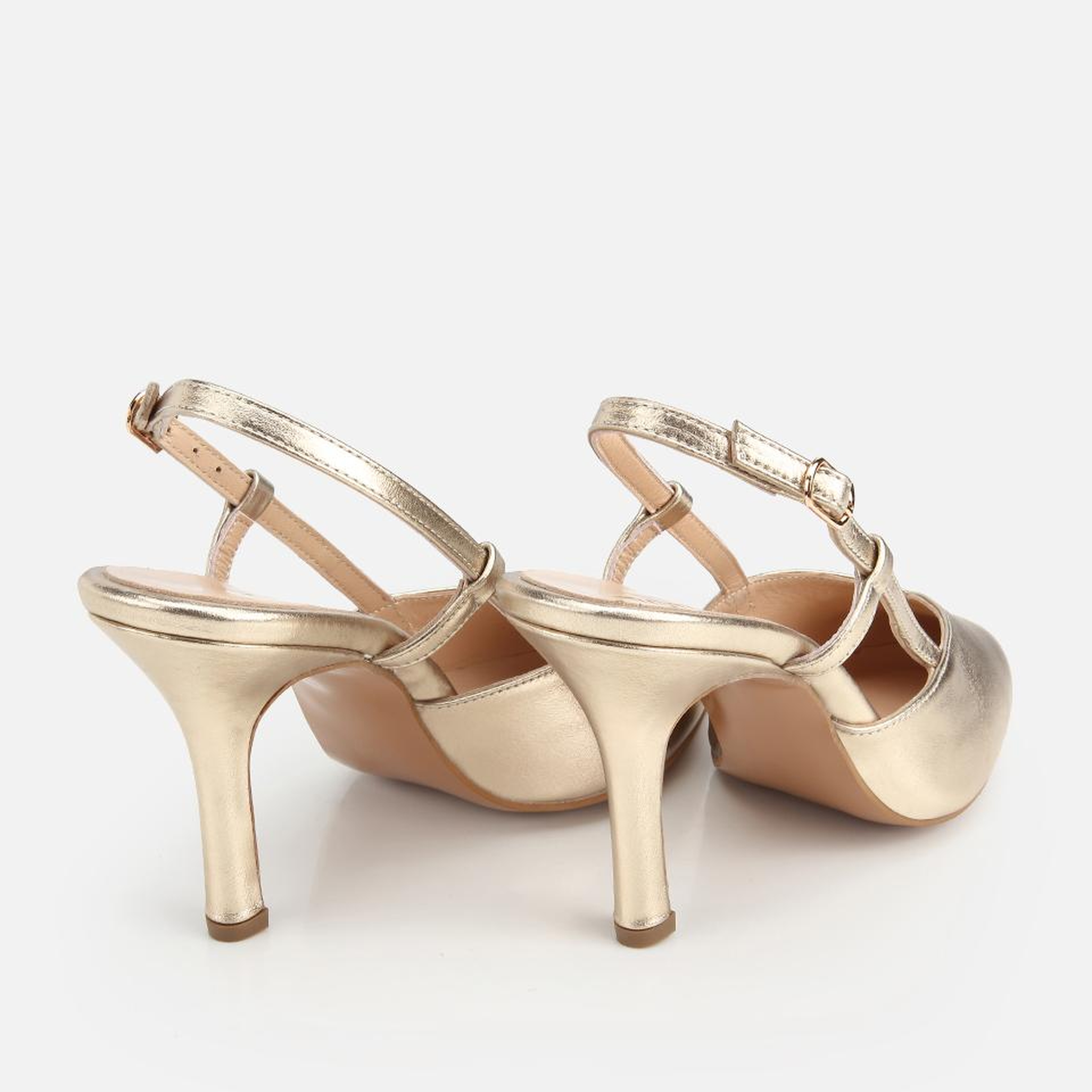 Kadın Deri Gold Arkası Açık Stiletto