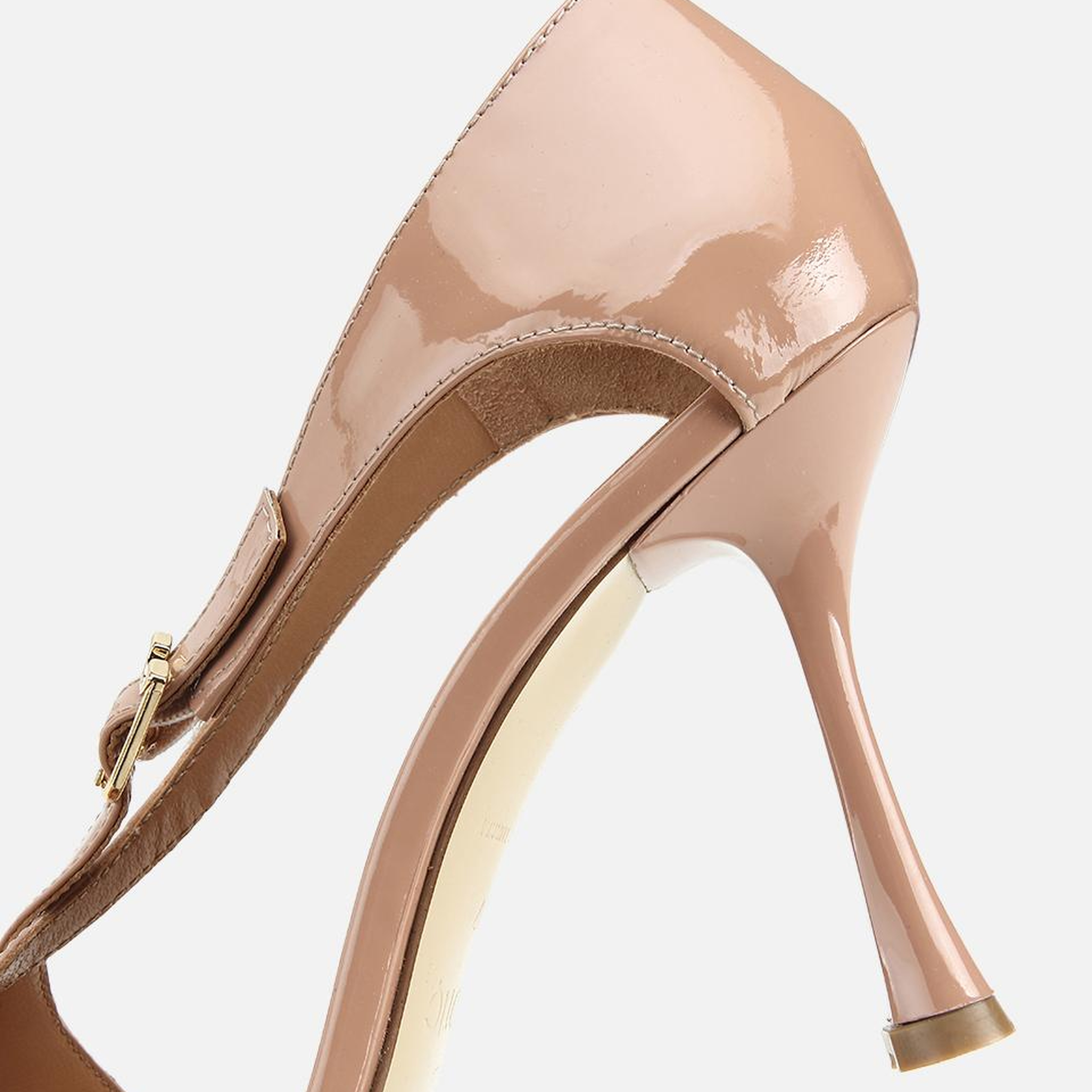 Kadın Rugan Deri Bej Sivri Burunlu İnce Topuklu Stiletto