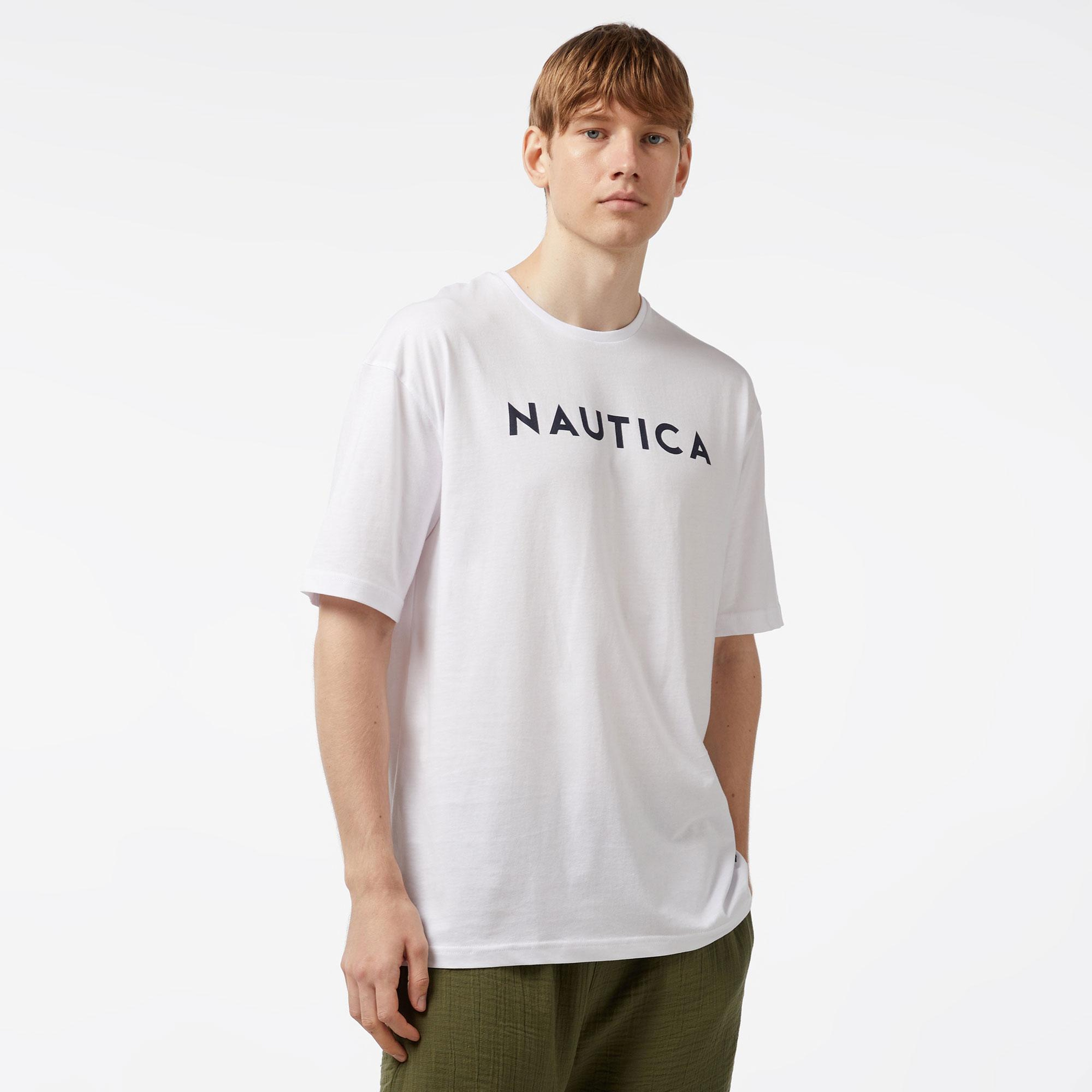Nautica Erkek Beyaz Oversize T-Shirt