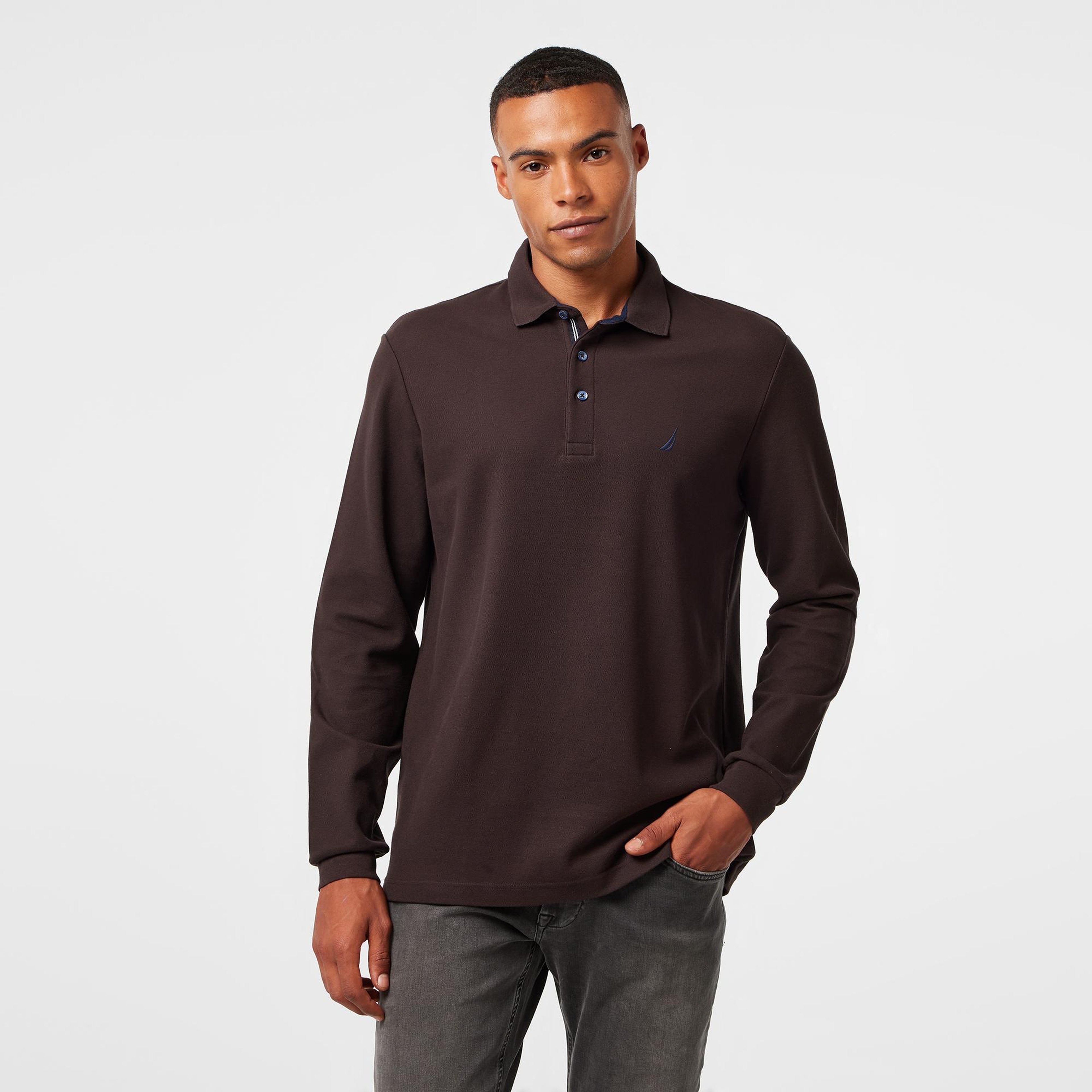 Nautica Erkek Kahverengi Uzun Kollu Polo Yaka T-Shirt