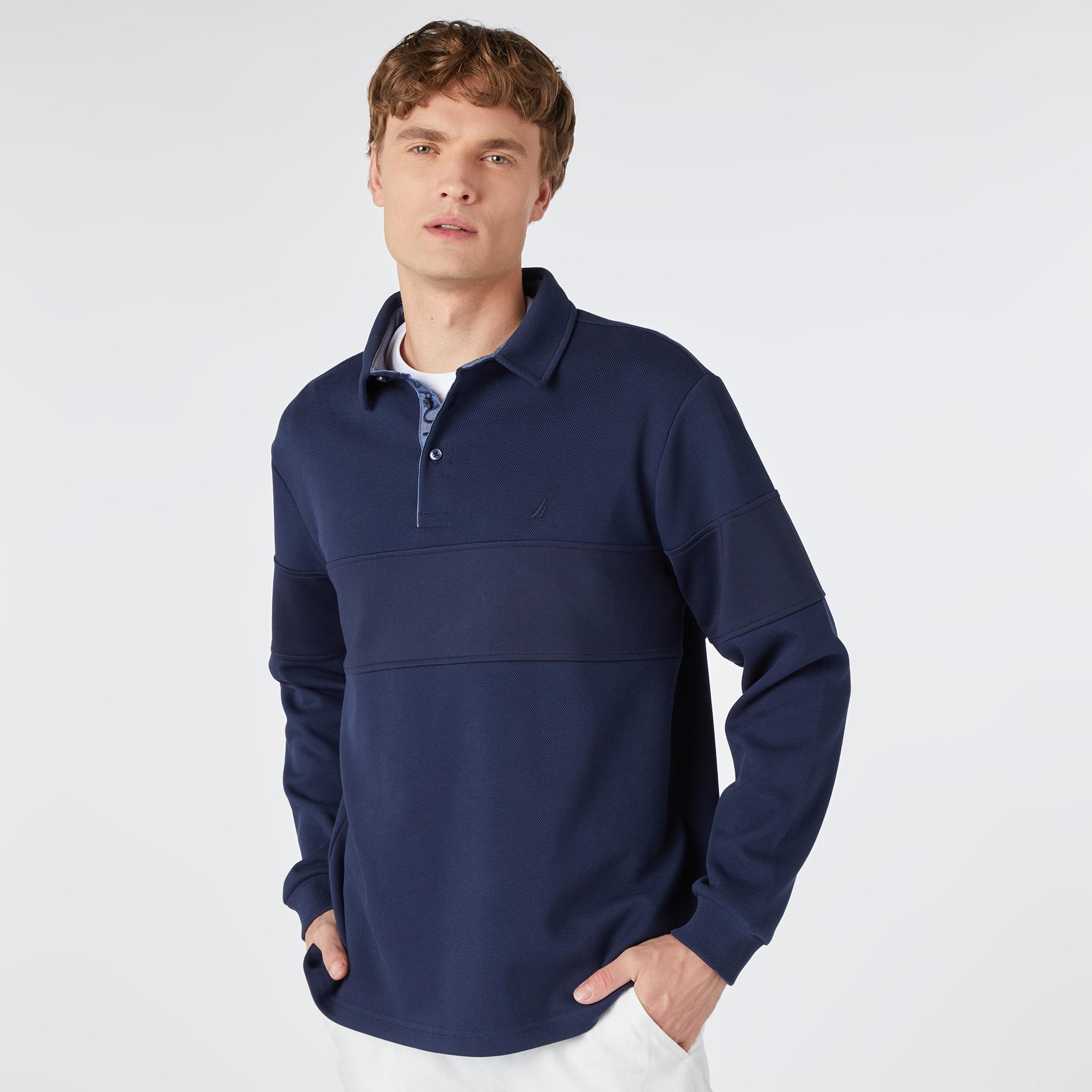 Nautica Erkek Lacivert Classic Fit Uzun Kollu Polo Yaka T-Shirt