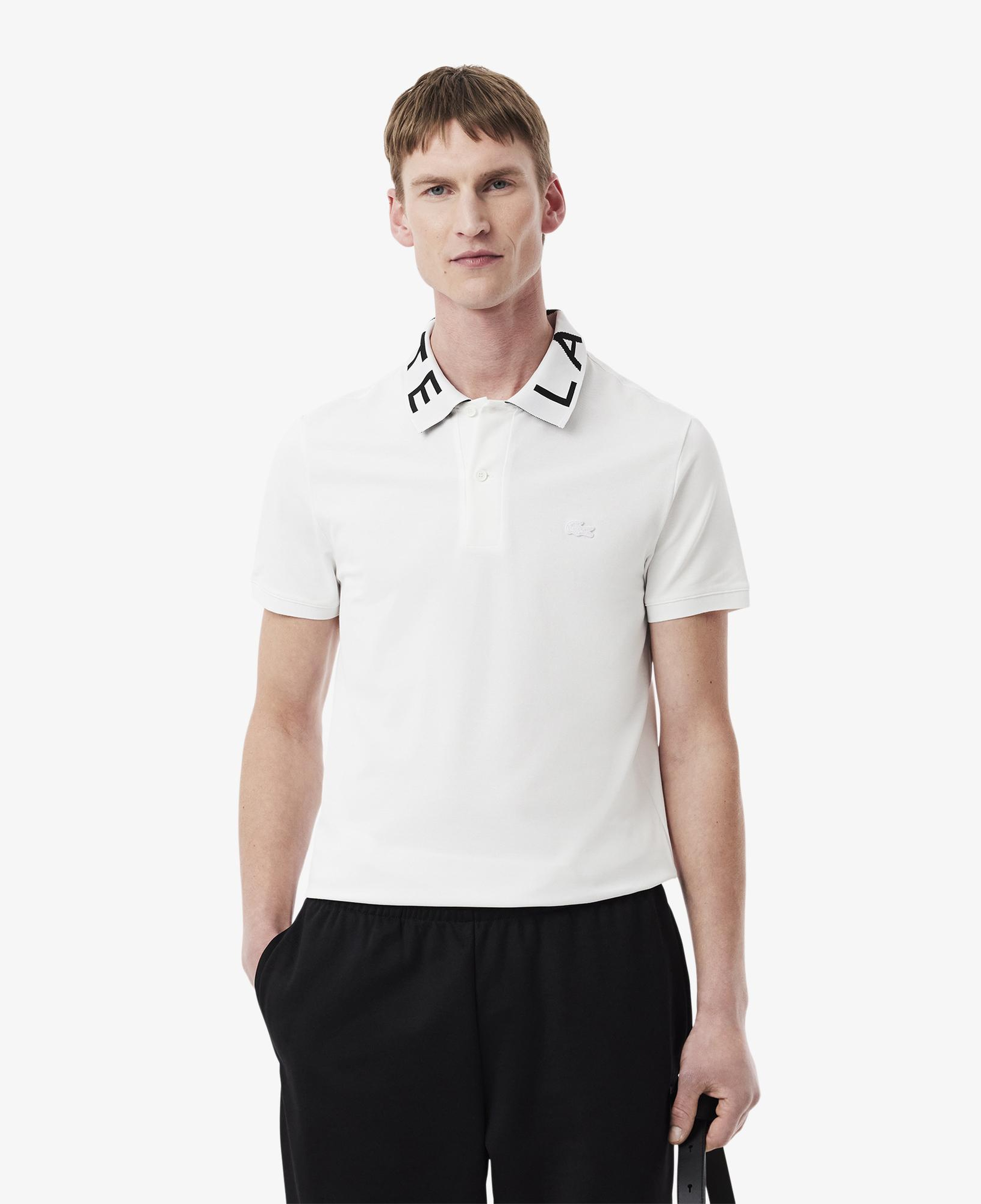 Erkek Slim Fit Baskılı Beyaz Polo
