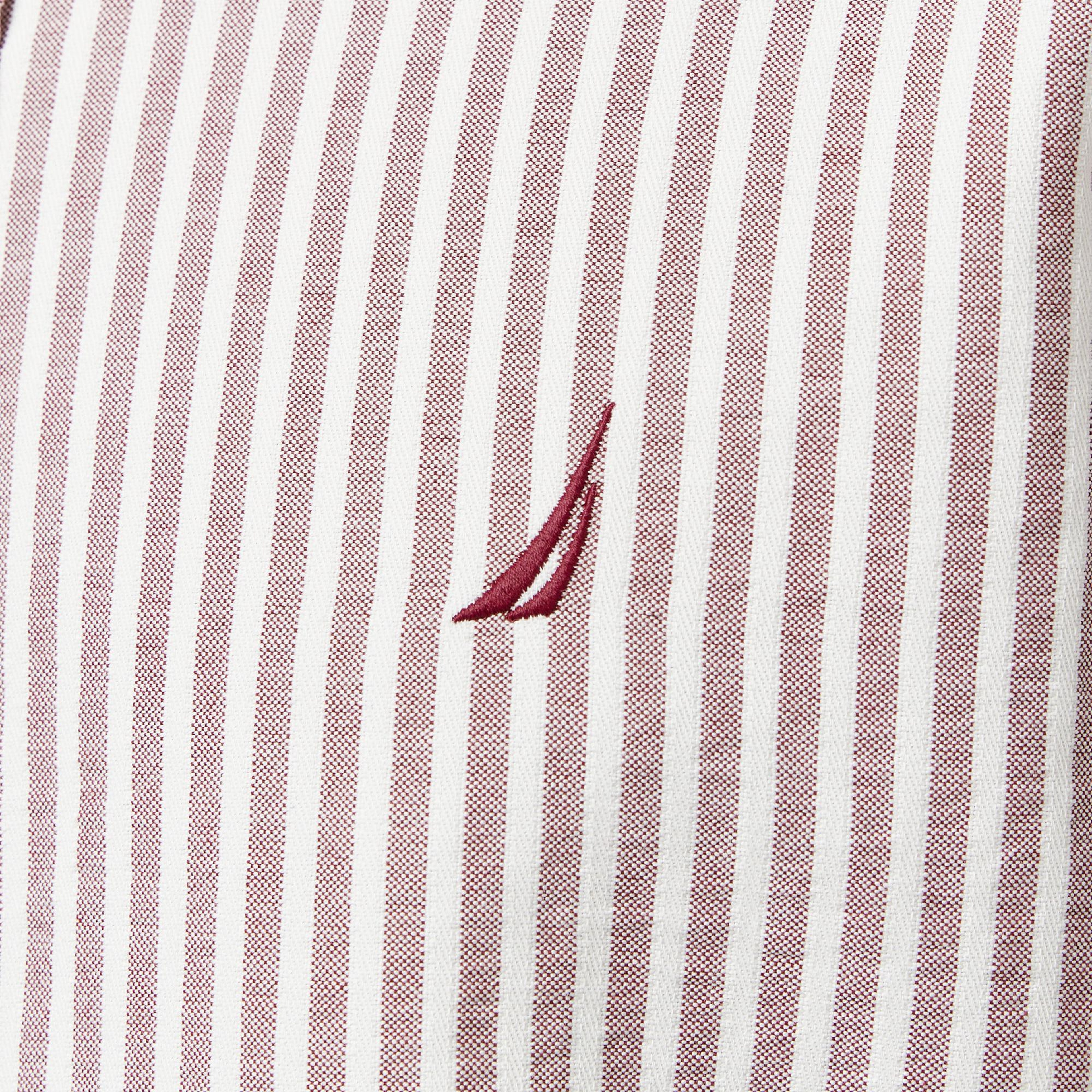 Nautica Erkek Bordo Classic Fit Çizgili Gömlek