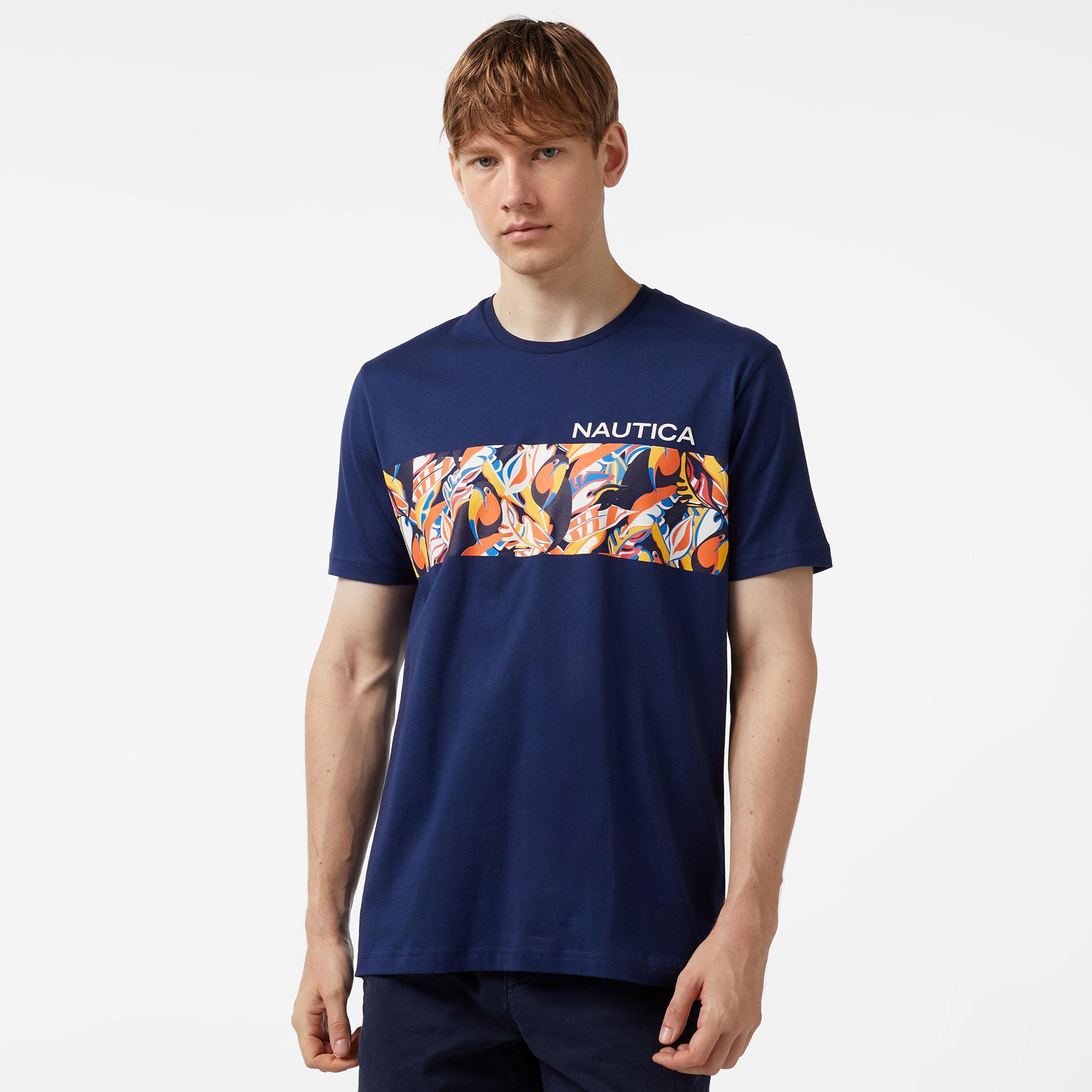 Nautica Erkek Mavi Standart Fit T-Shirt