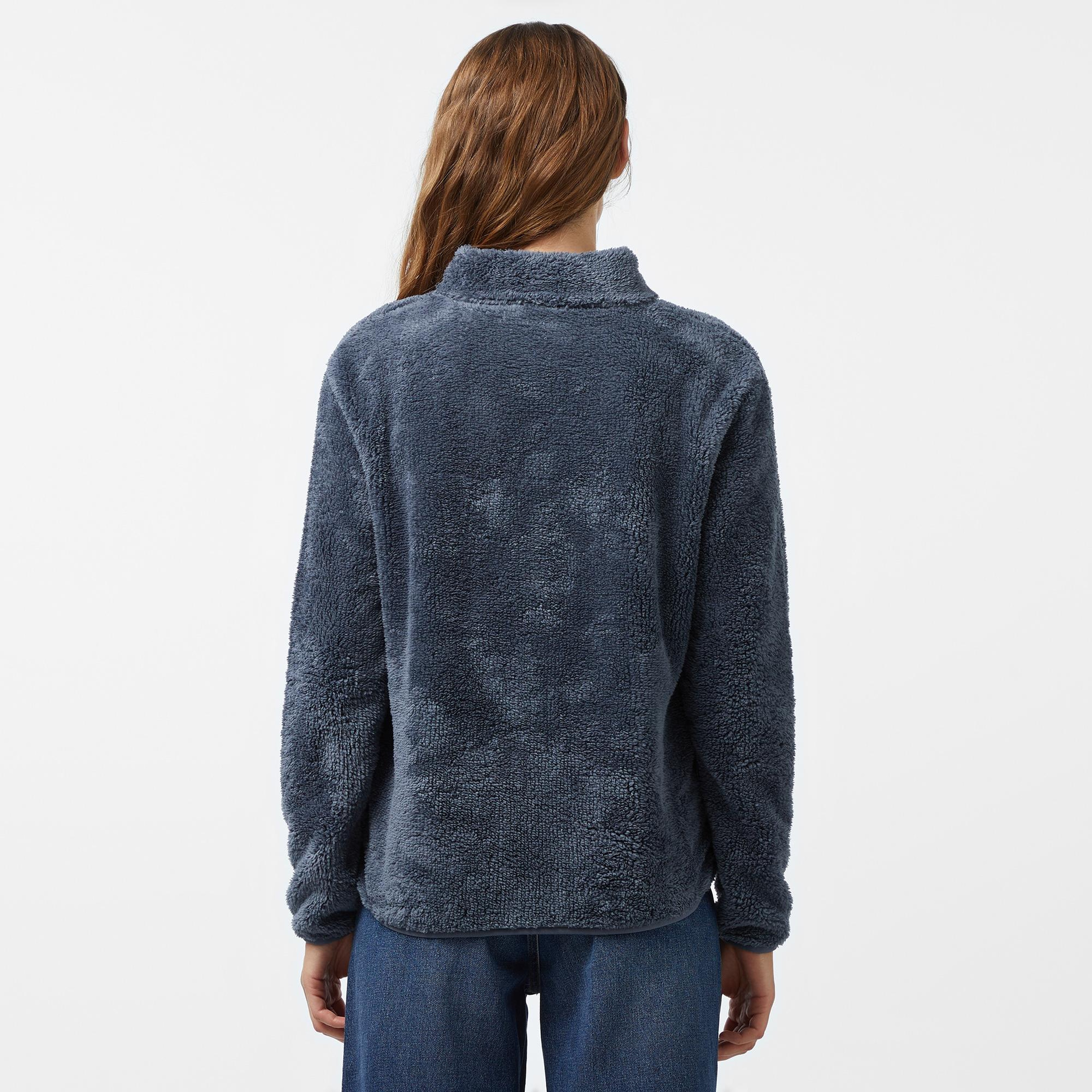 Nautica Kadın Mavi Regular Fit Fermuarlı Peluş Sweatshirt