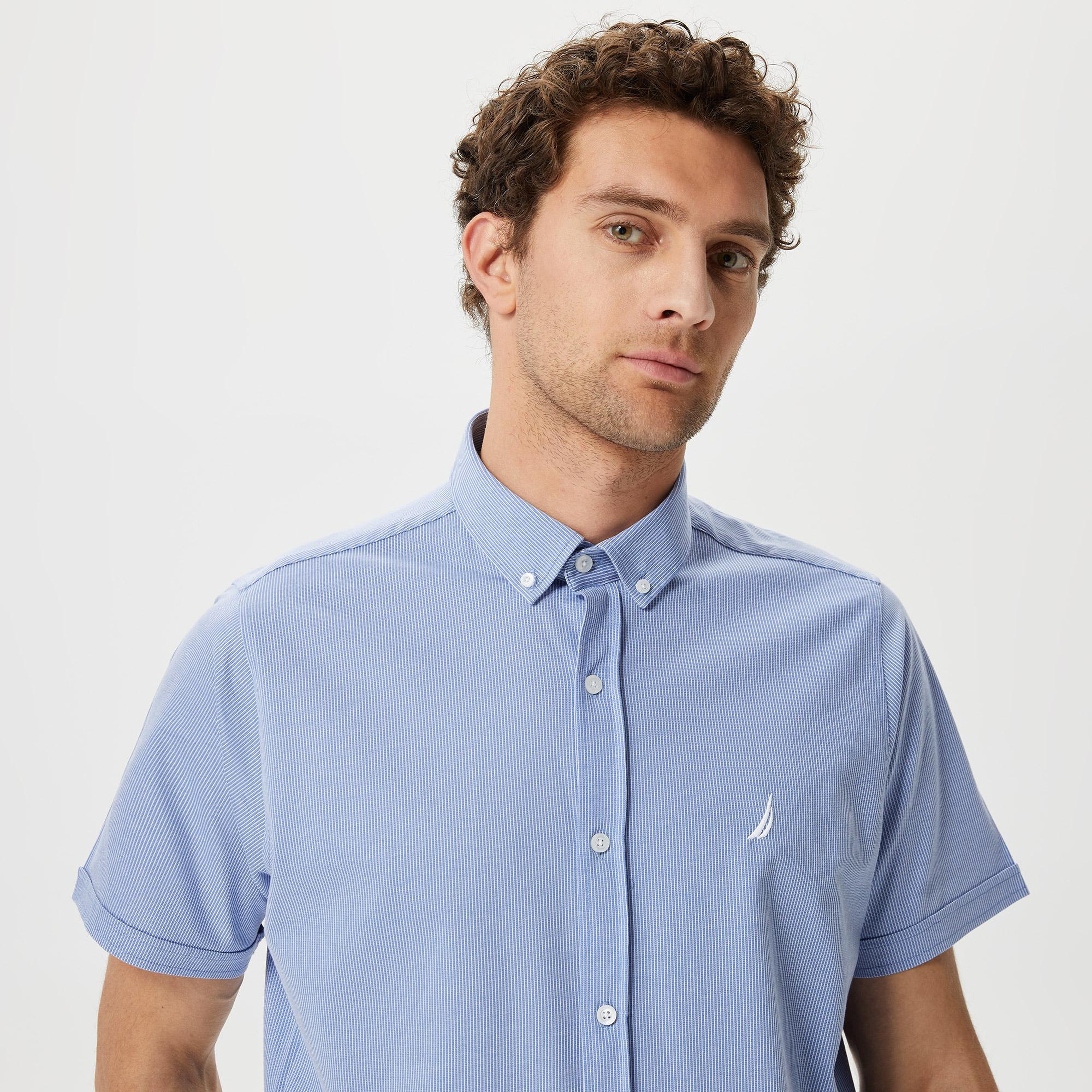 Nautica Erkek Mavi Classic Fit Kısa Kollu Gömlek