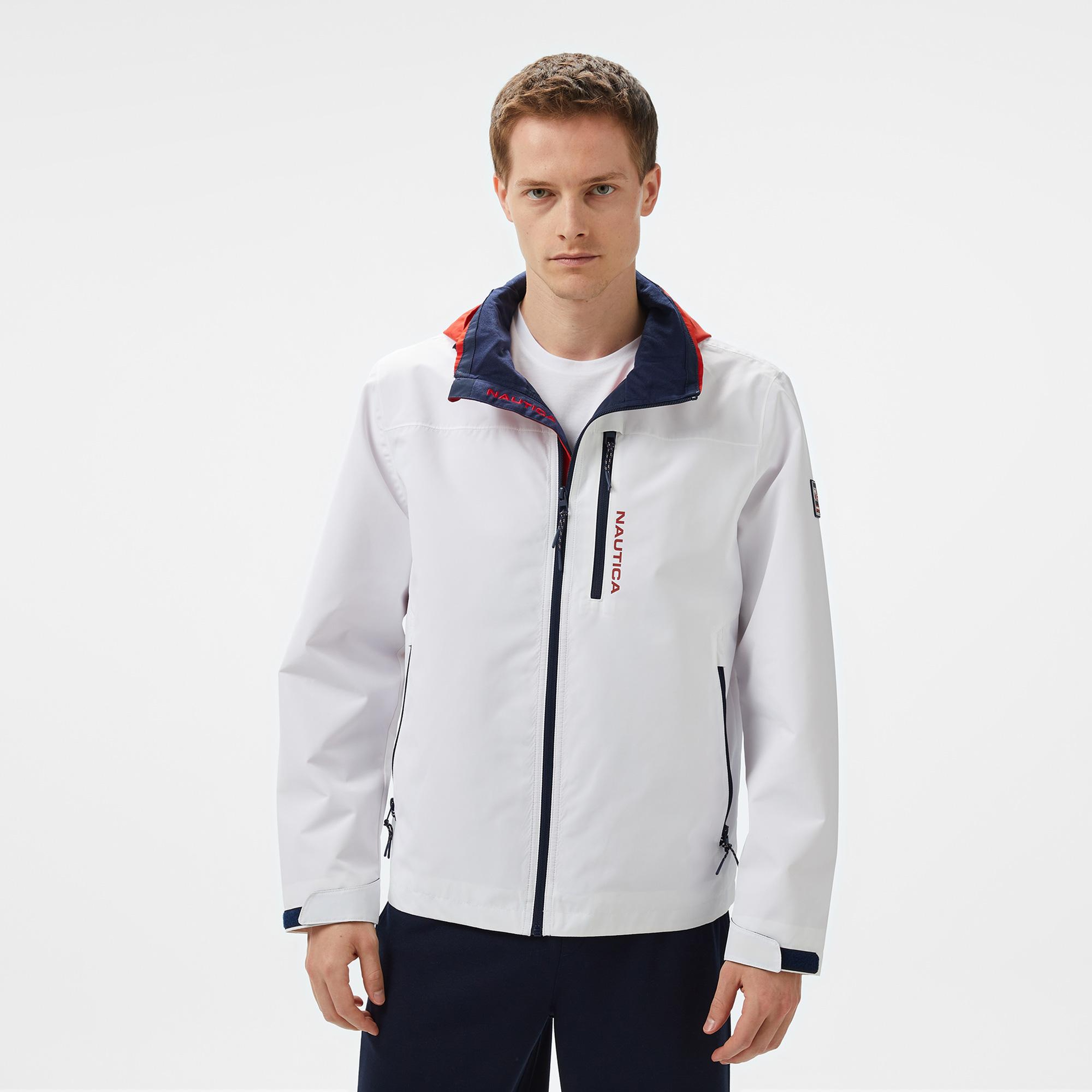 Nautica Erkek Beyaz Regular Fit Dik Yaka Mont