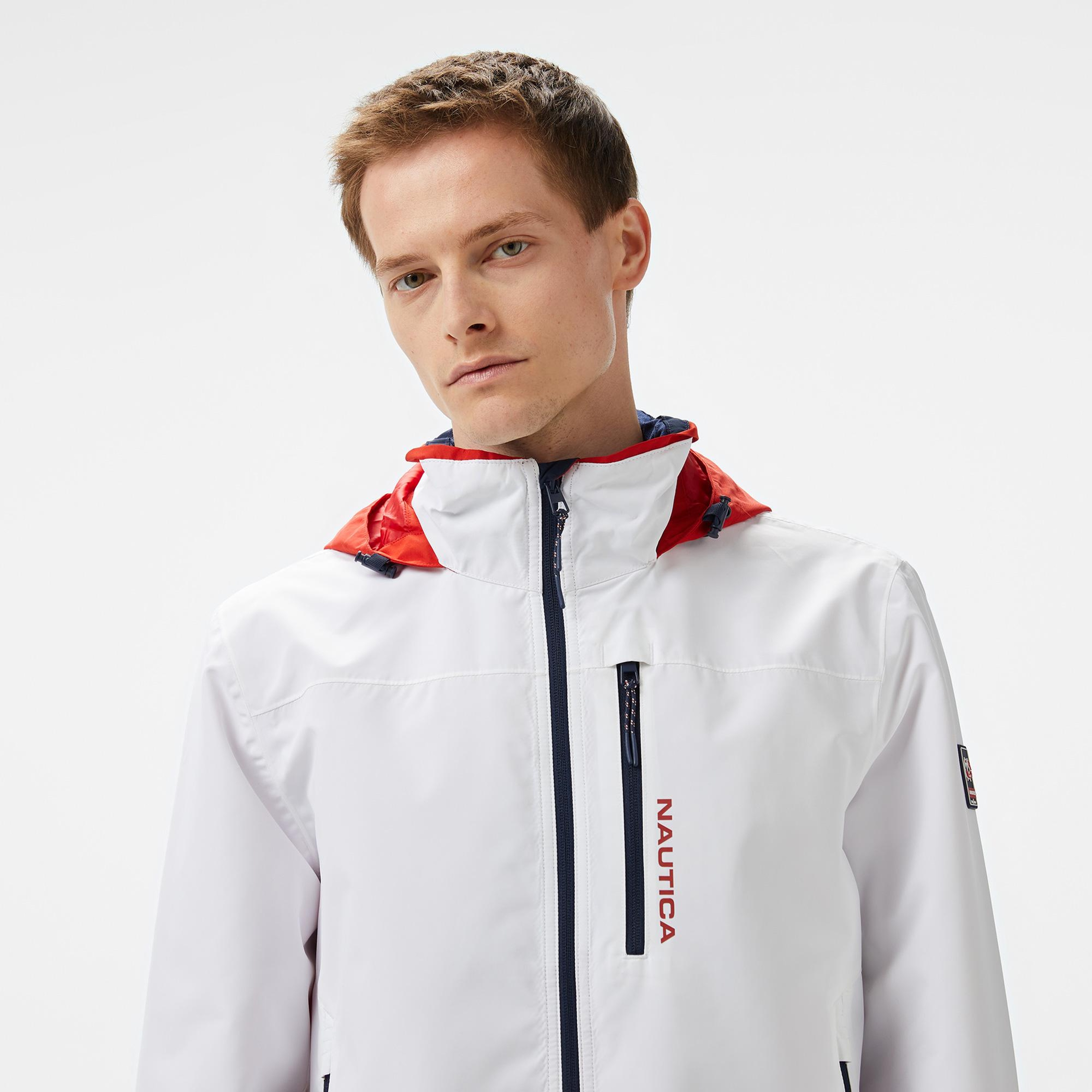 Nautica Erkek Beyaz Regular Fit Dik Yaka Mont