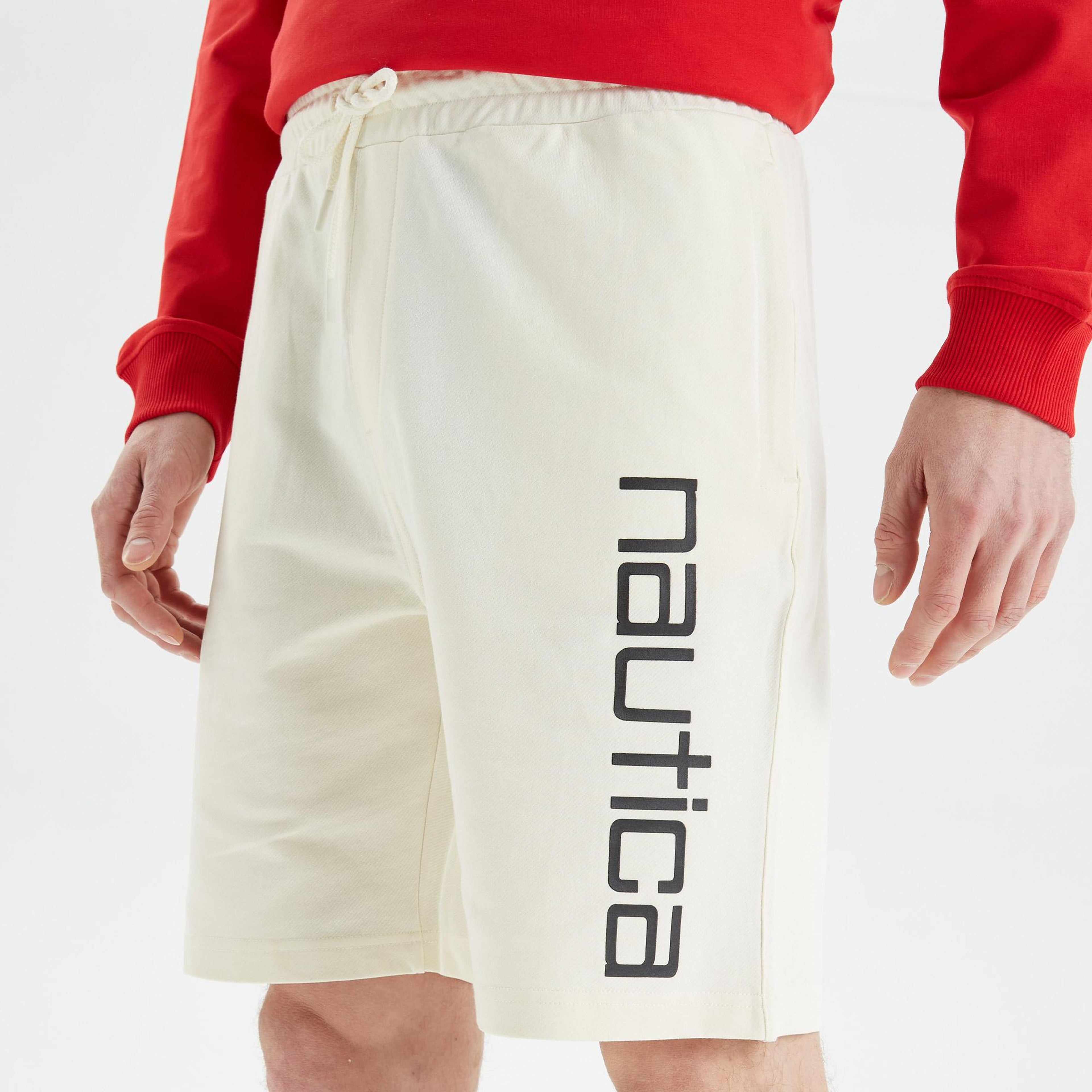 Nautica Erkek Krem Baskılı Standart Fit Şort