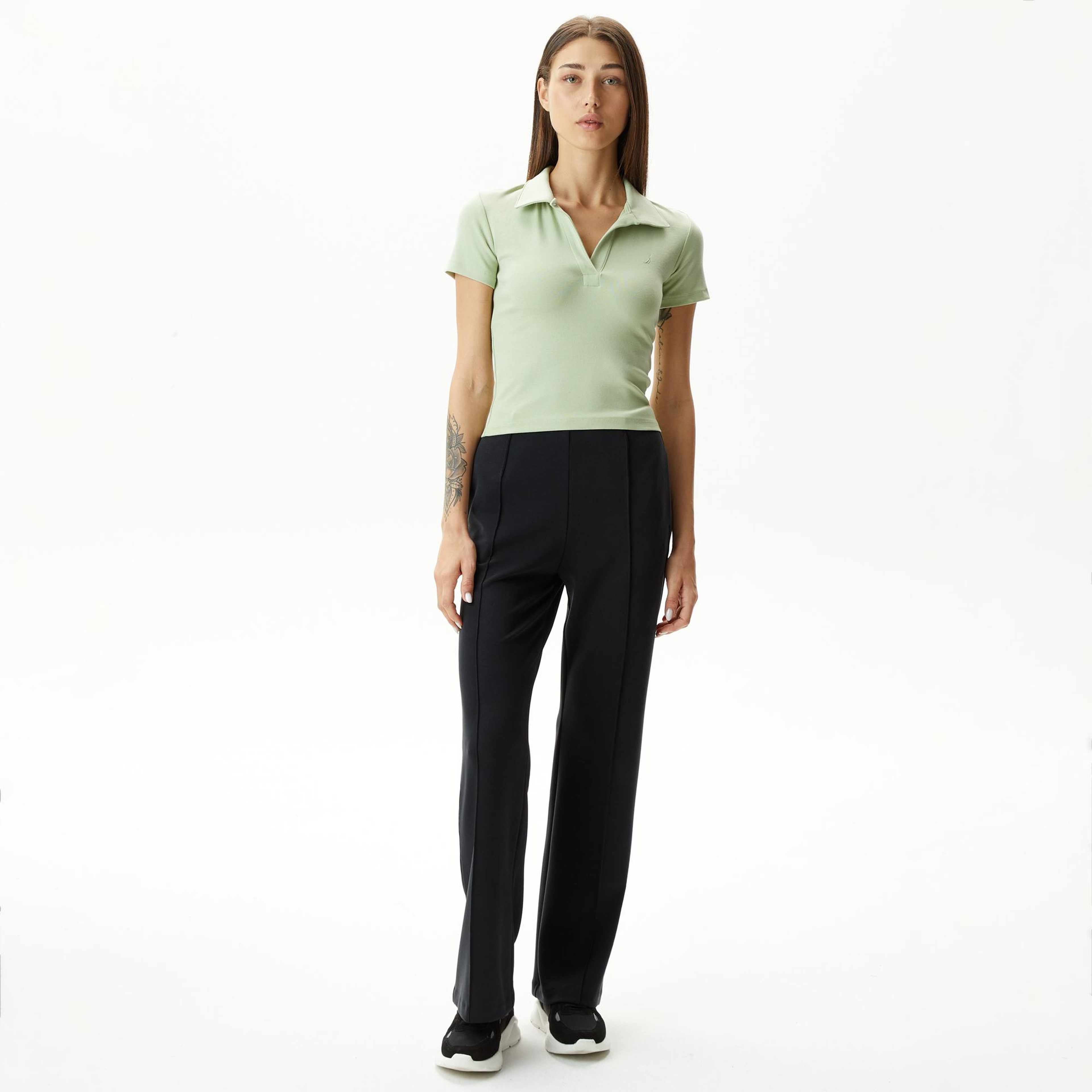 Nautica Kadın Yeşil Slim Fit Kısa Kollu Polo Yaka T-Shirt