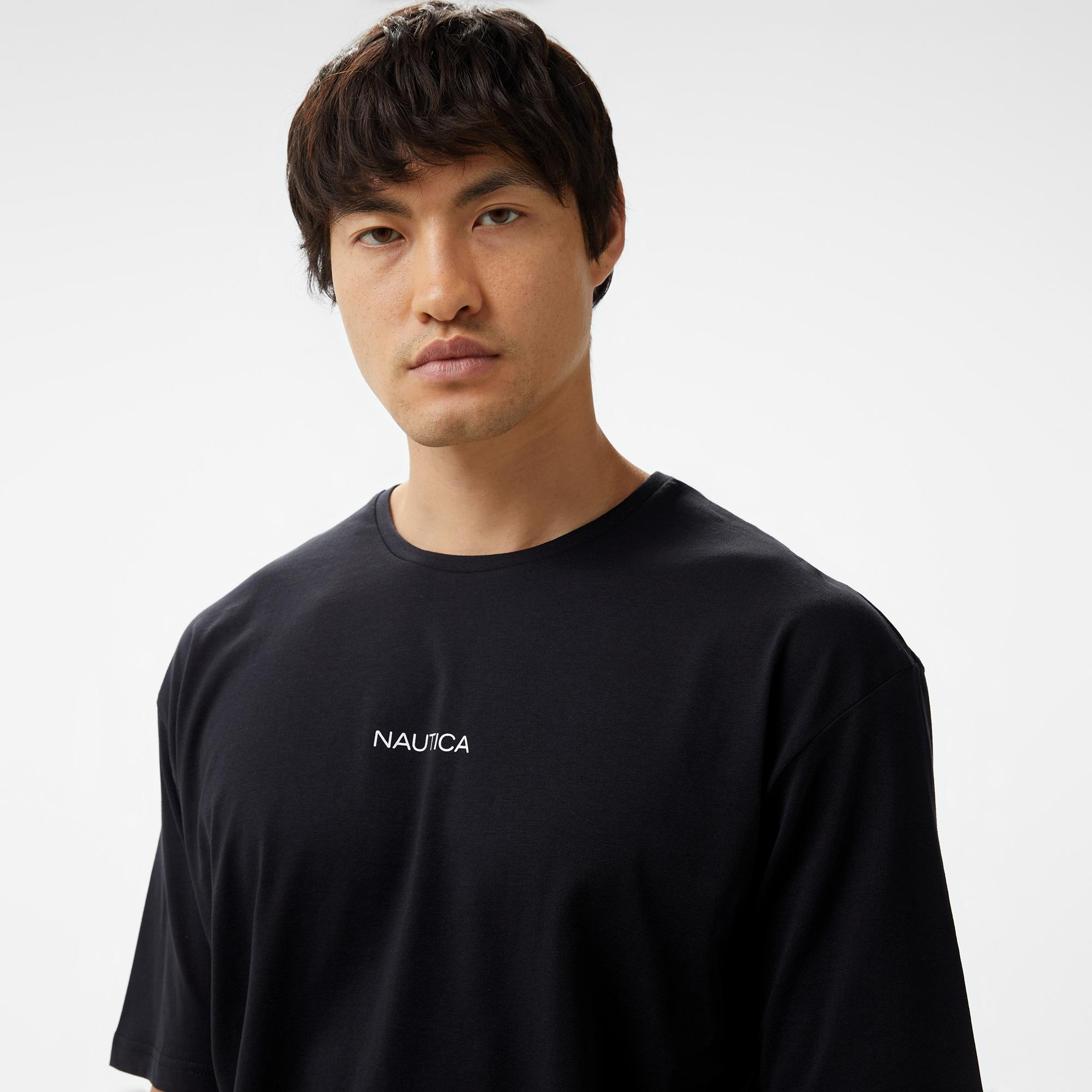 Nautica Erkek Siyah Oversize T-Shirt