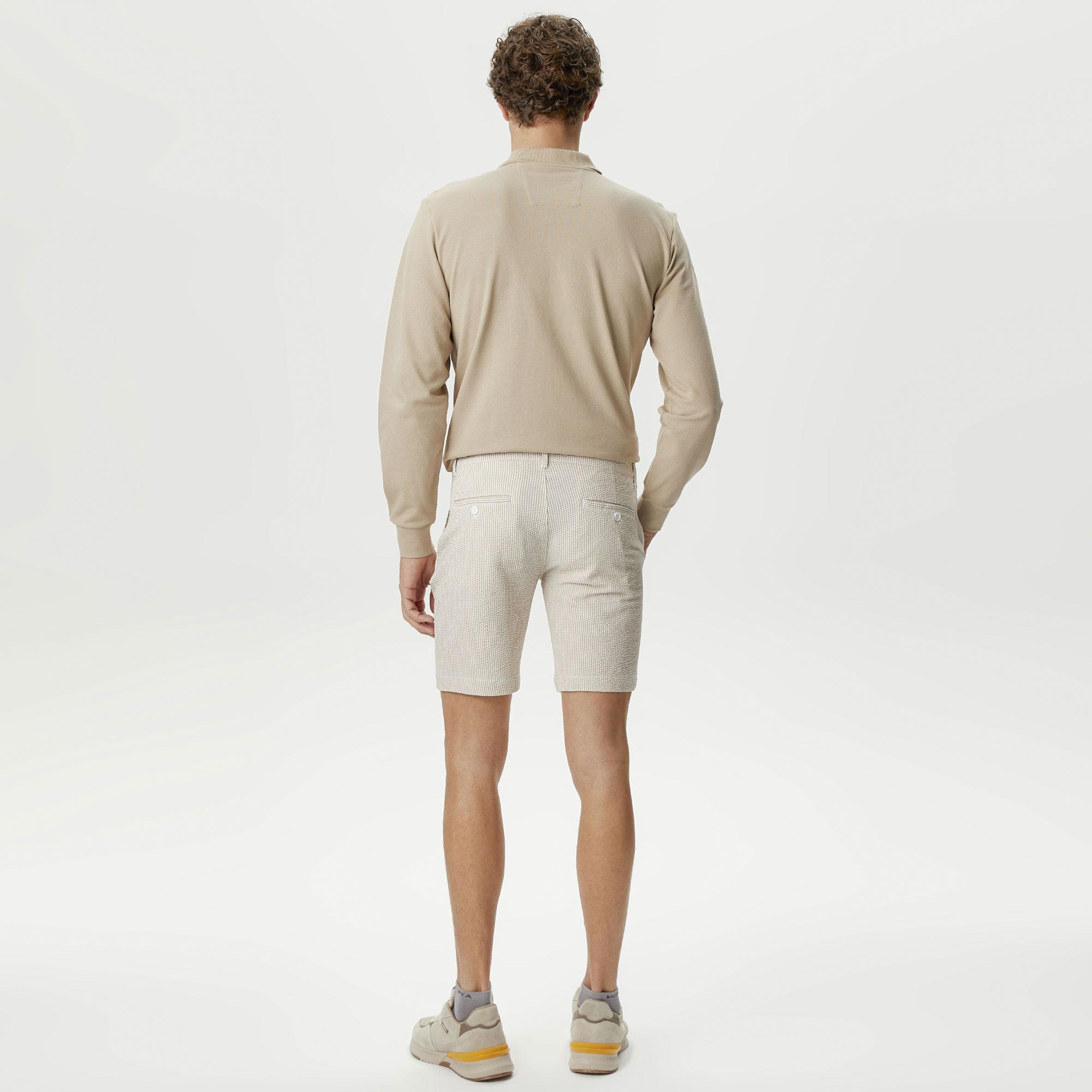 Nautica Erkek Bej Standart Fit Bermuda