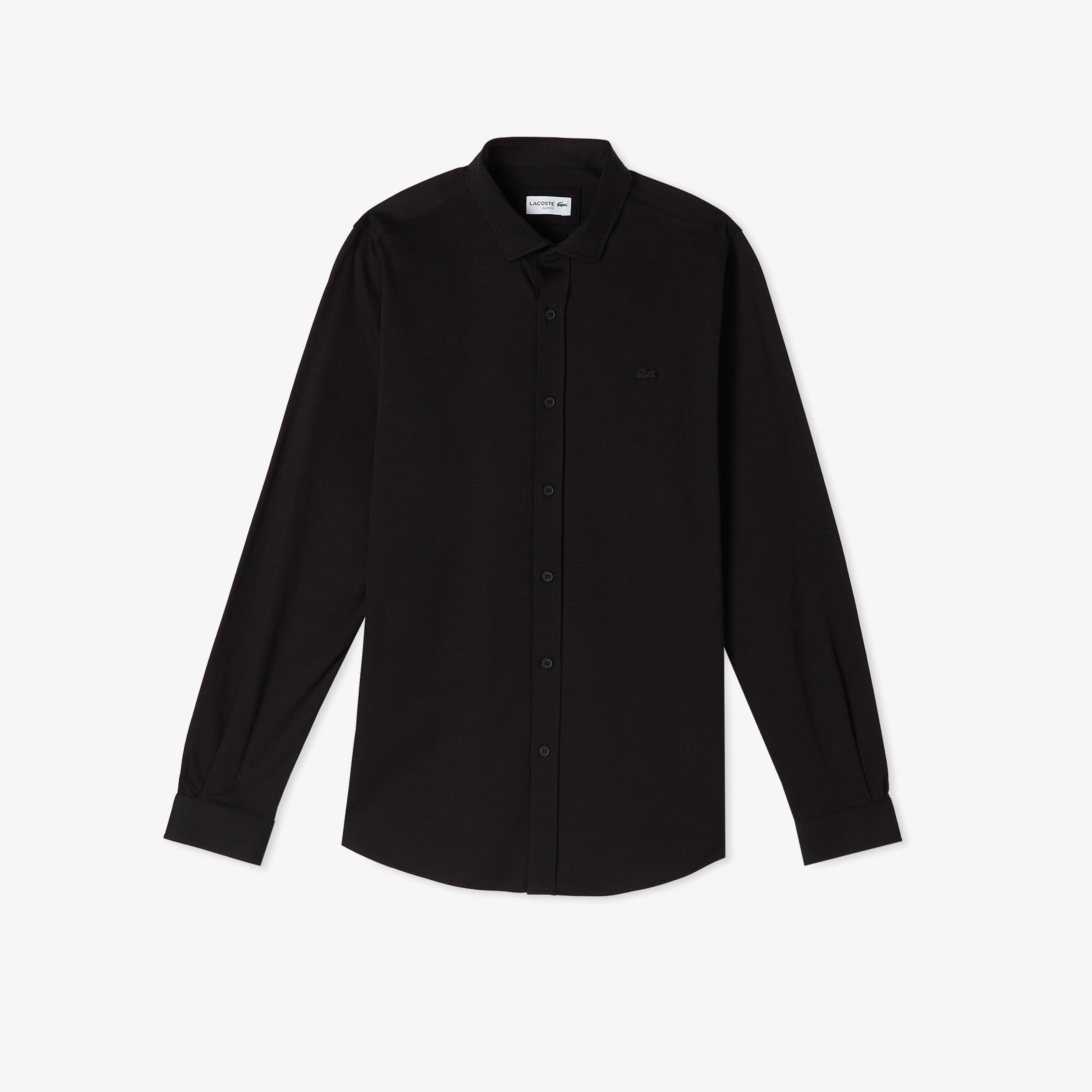 Erkek Slim Fit Siyah Gömlek