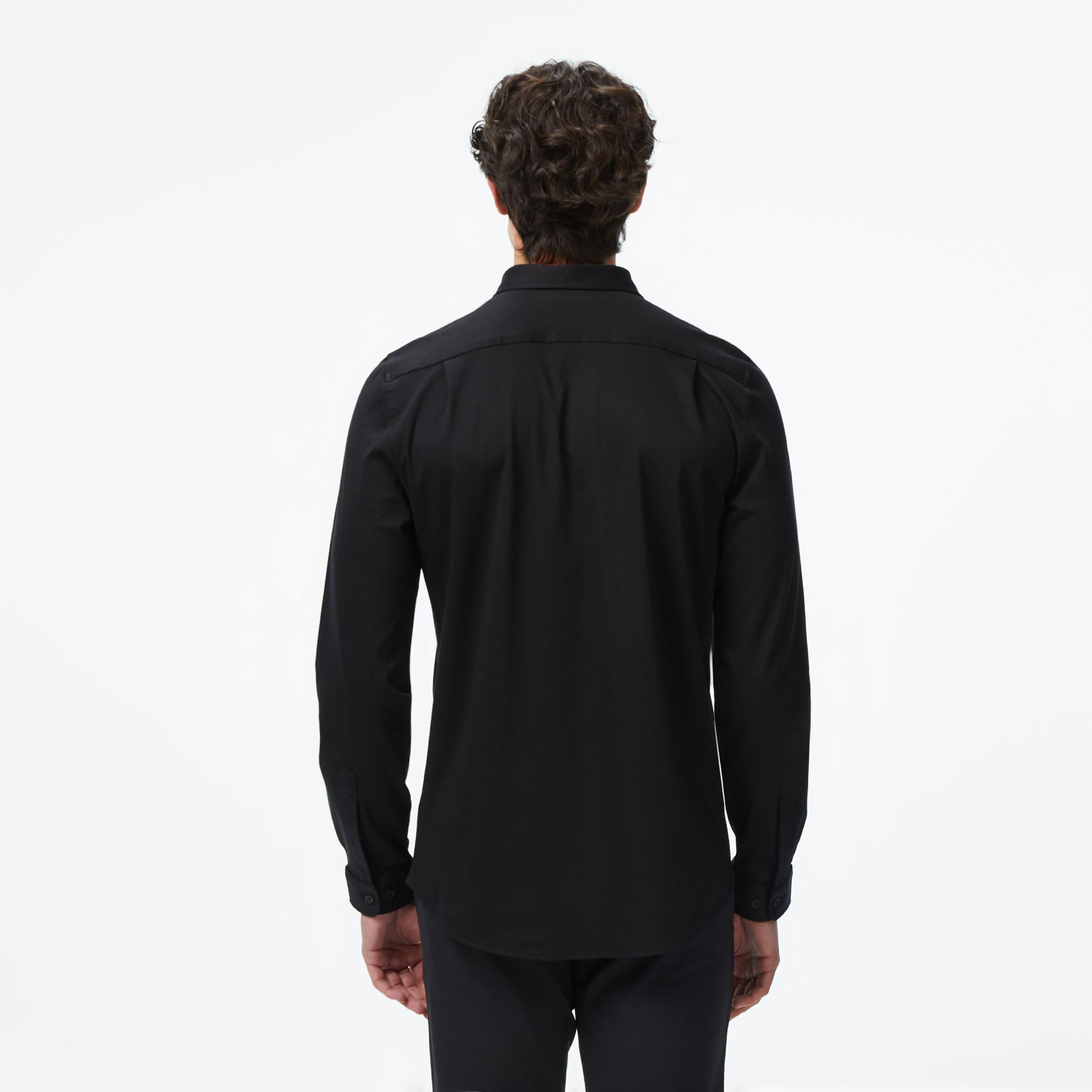 Erkek Slim Fit Siyah Gömlek