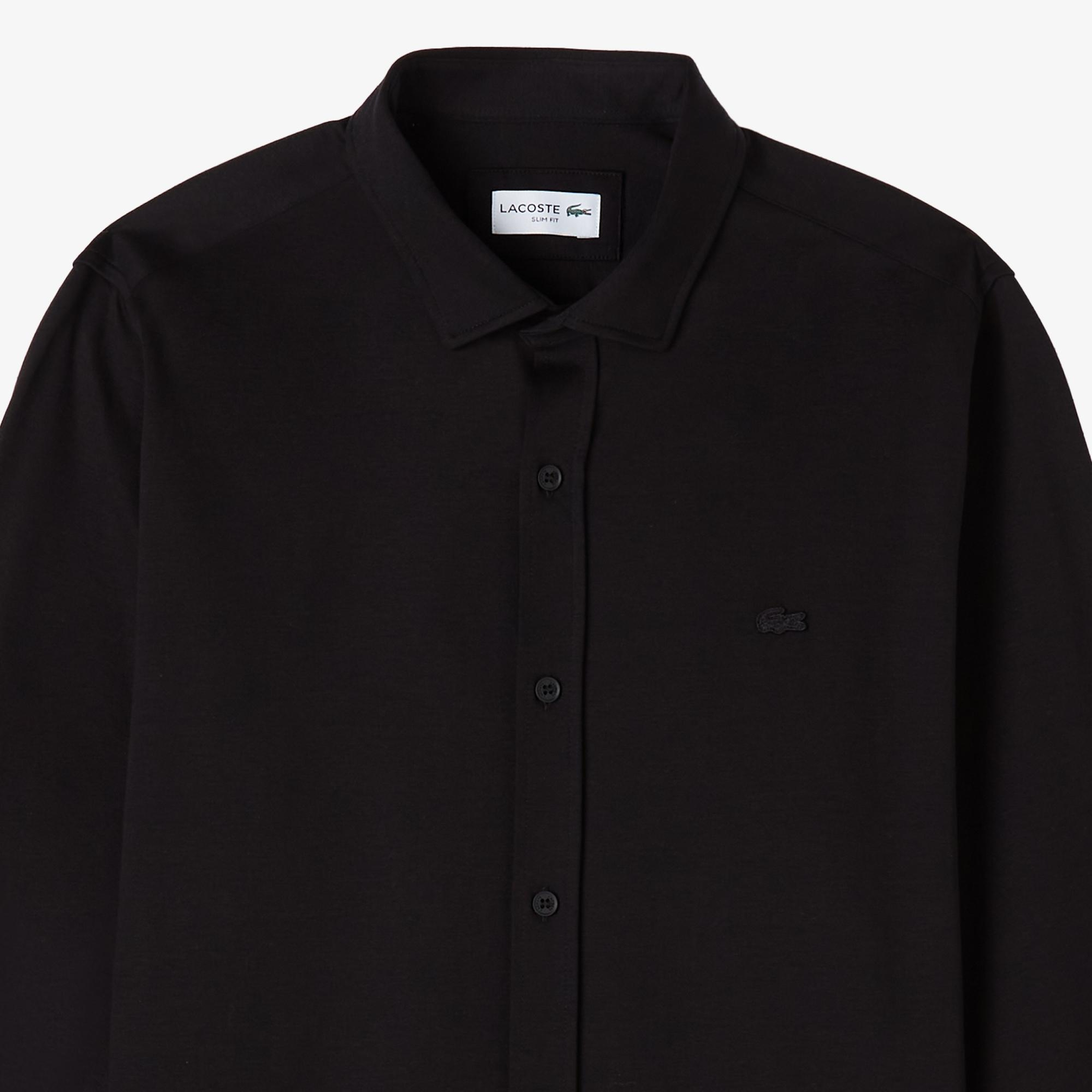 Erkek Slim Fit Siyah Gömlek