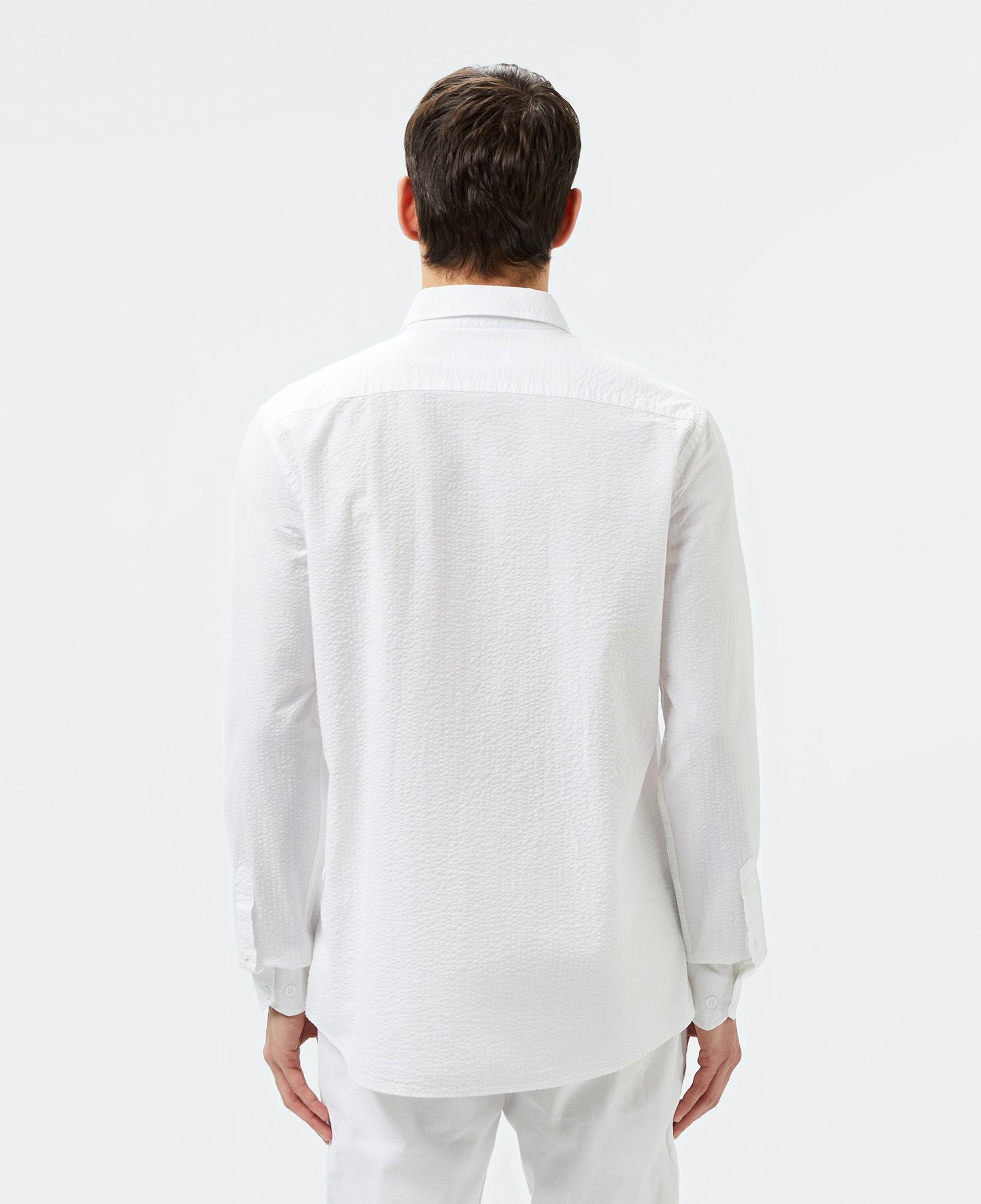 Erkek Slim Fit Düğmeli Yaka Beyaz Gömlek