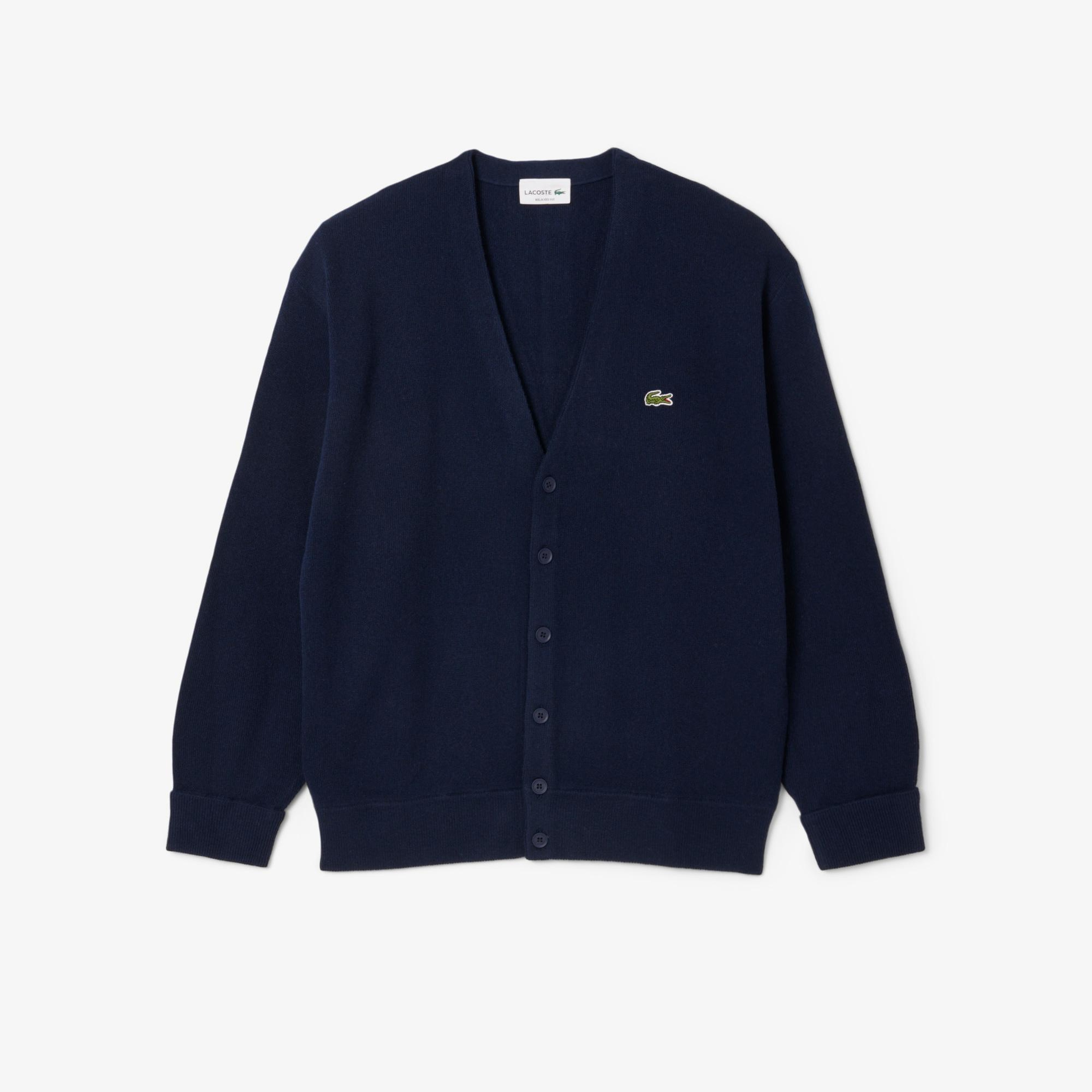 Erkek Relaxed Fit V Yaka Lacivert Hırka