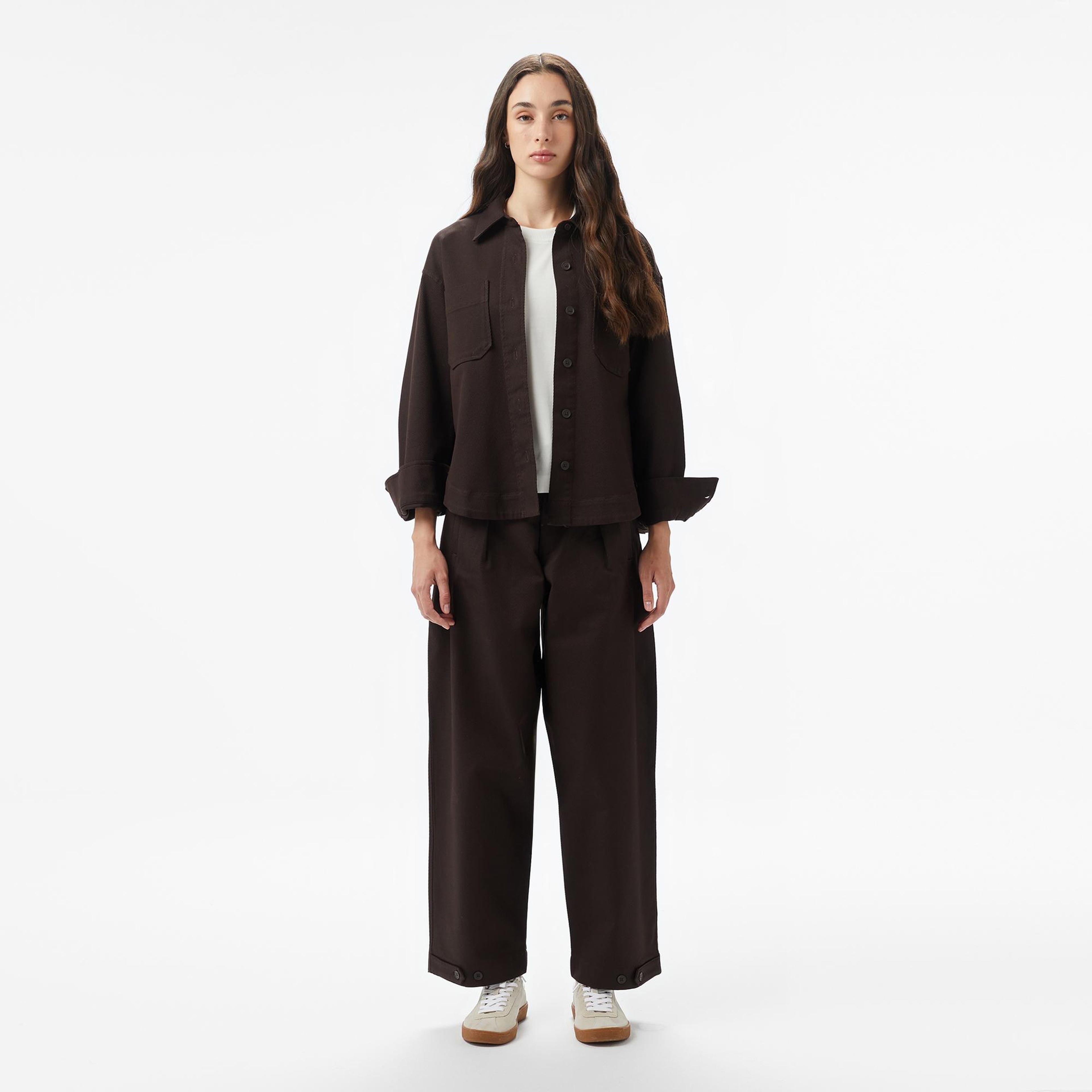 Kadın Relaxed Fit Kahverengi Dış Gömlek