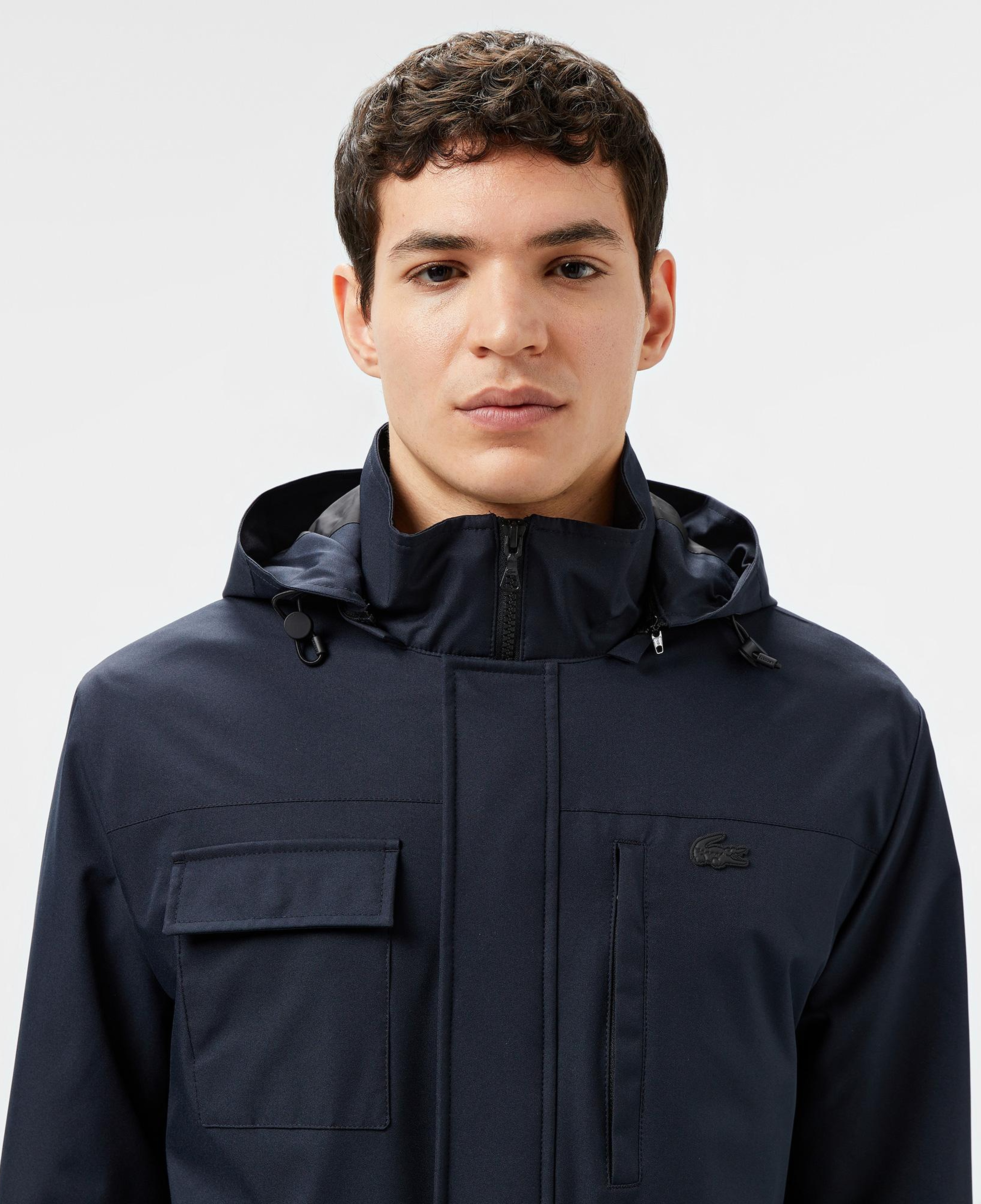 Erkek Regular Fit Kapüşonlu  Baskılı Lacivert Yağmurluk