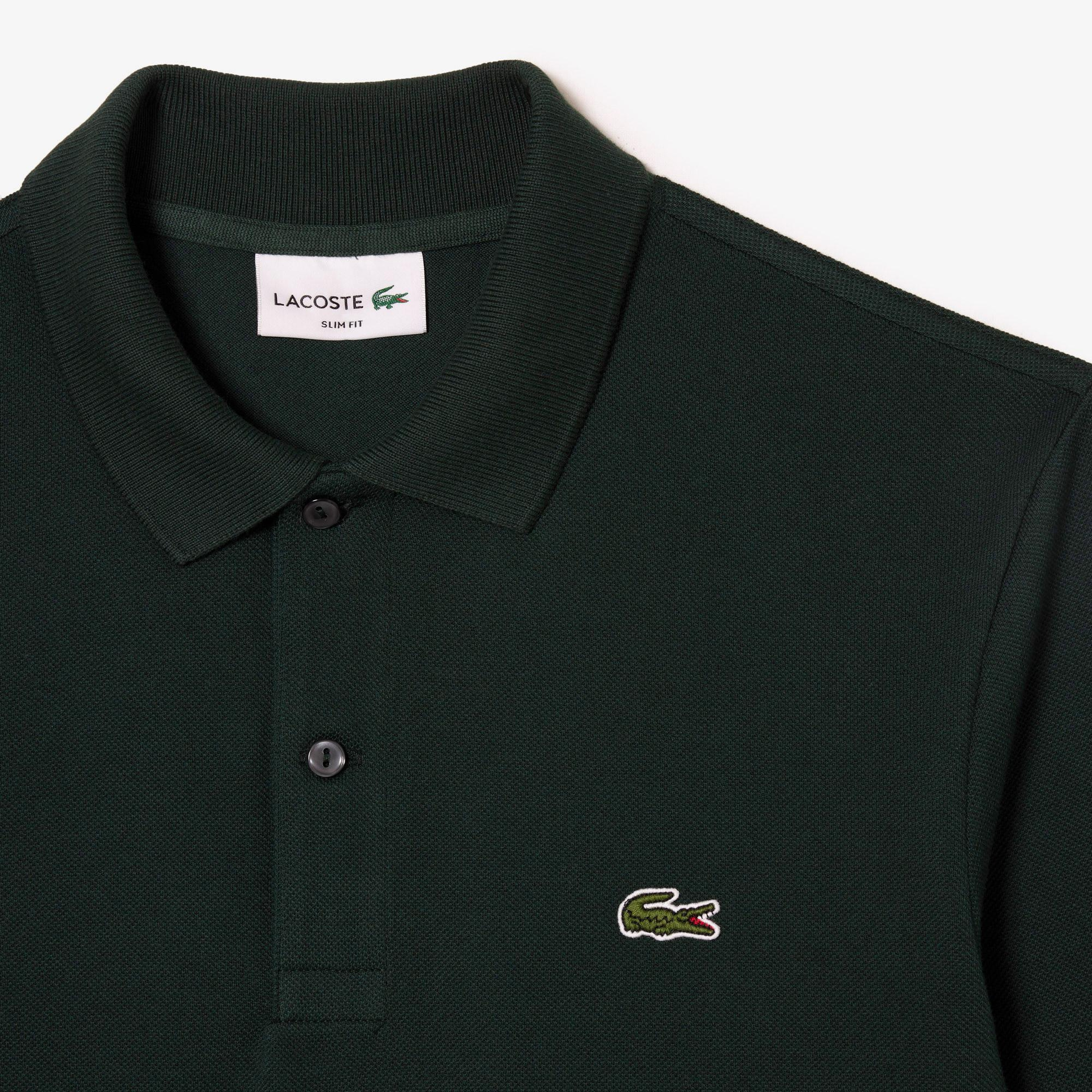 L.12.12 Erkek Slim Fit Uzun Kollu Koyu Yeşil Polo