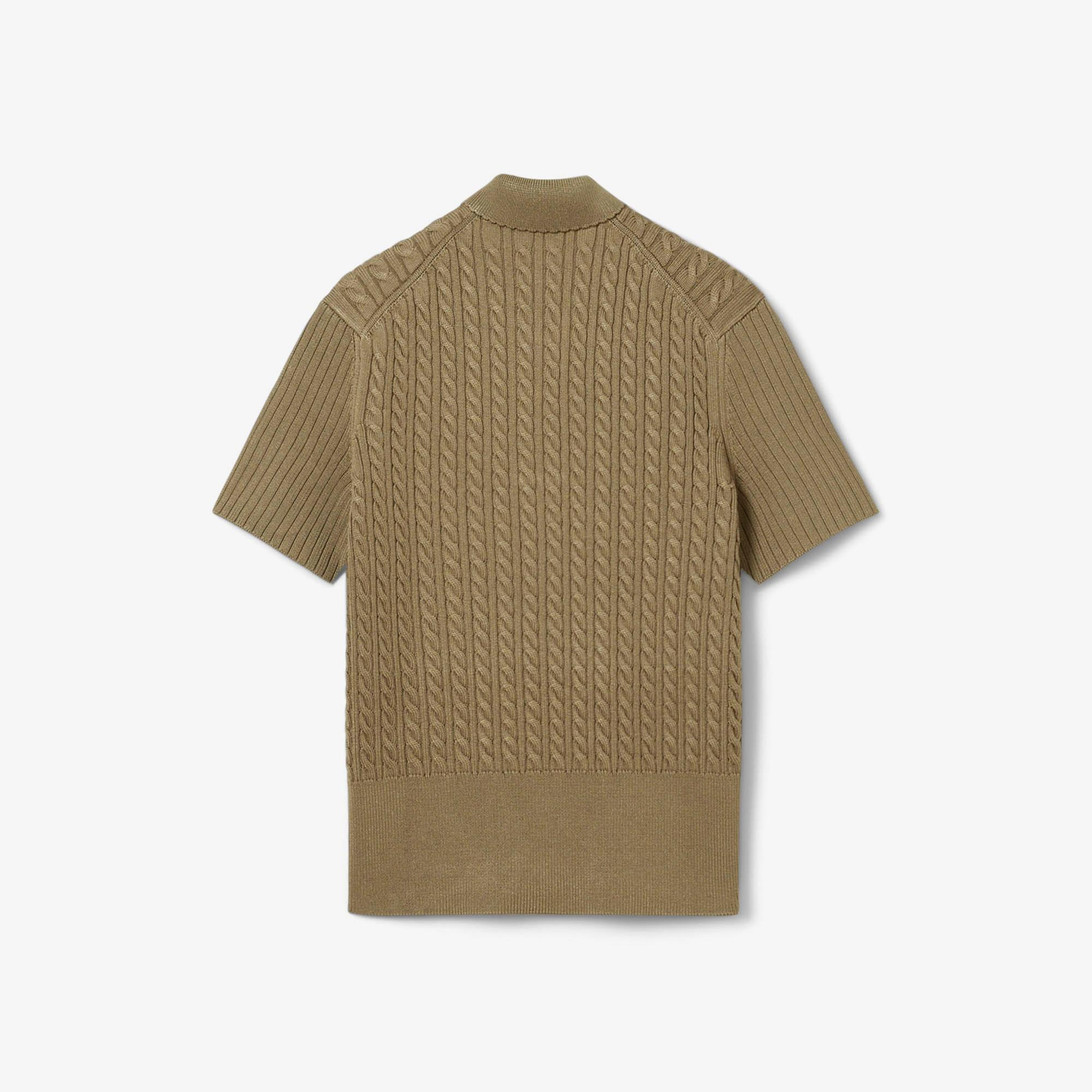 FW25 RUNWAY Erkek Slim Fit Kısa Kollu Bisiklet Yaka Kahverengi Triko