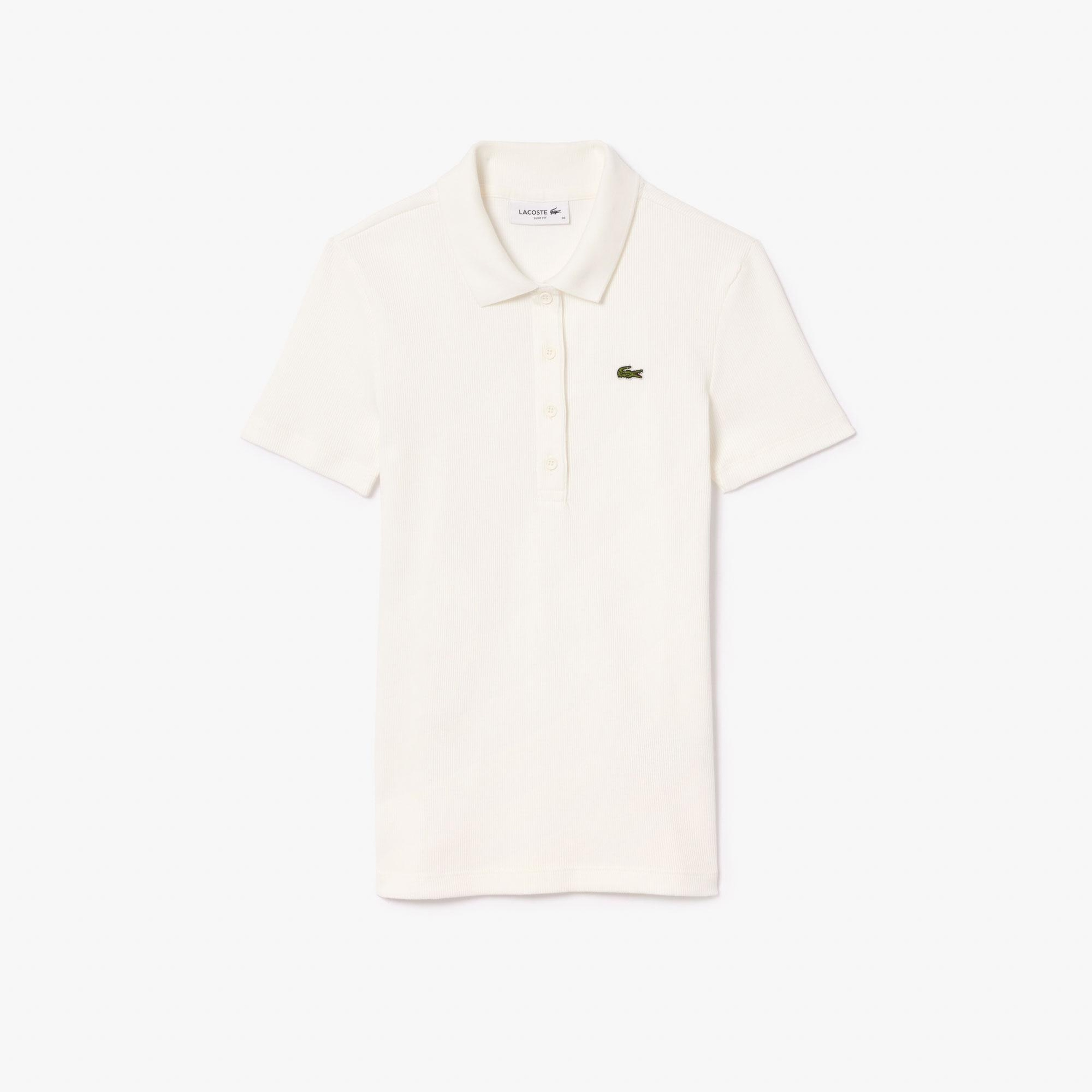 L.12.D Kadın Slim Fit Beyaz Polo