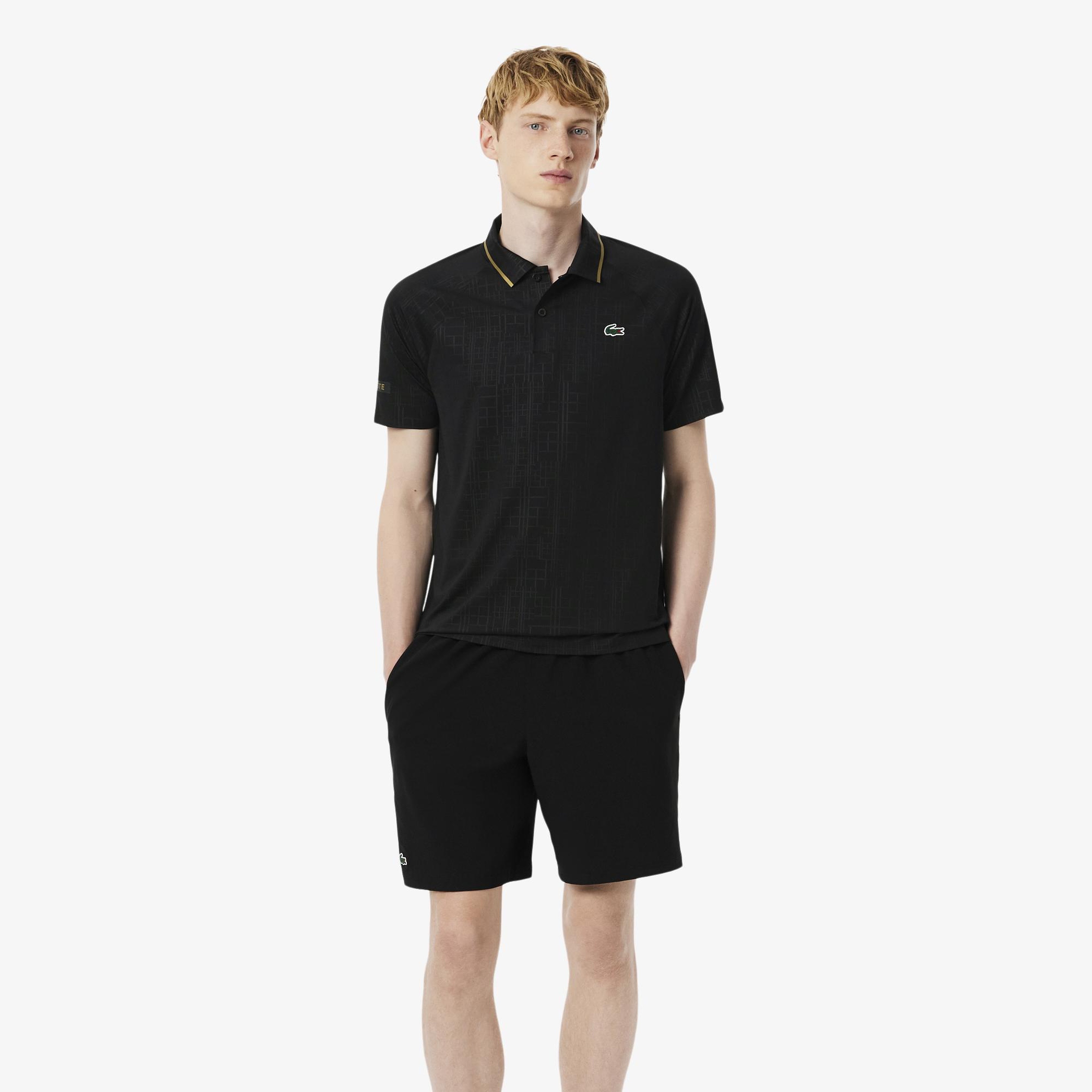 Tennis x Novak Djokovic Erkek Slim Fit Desenli Siyah Polo