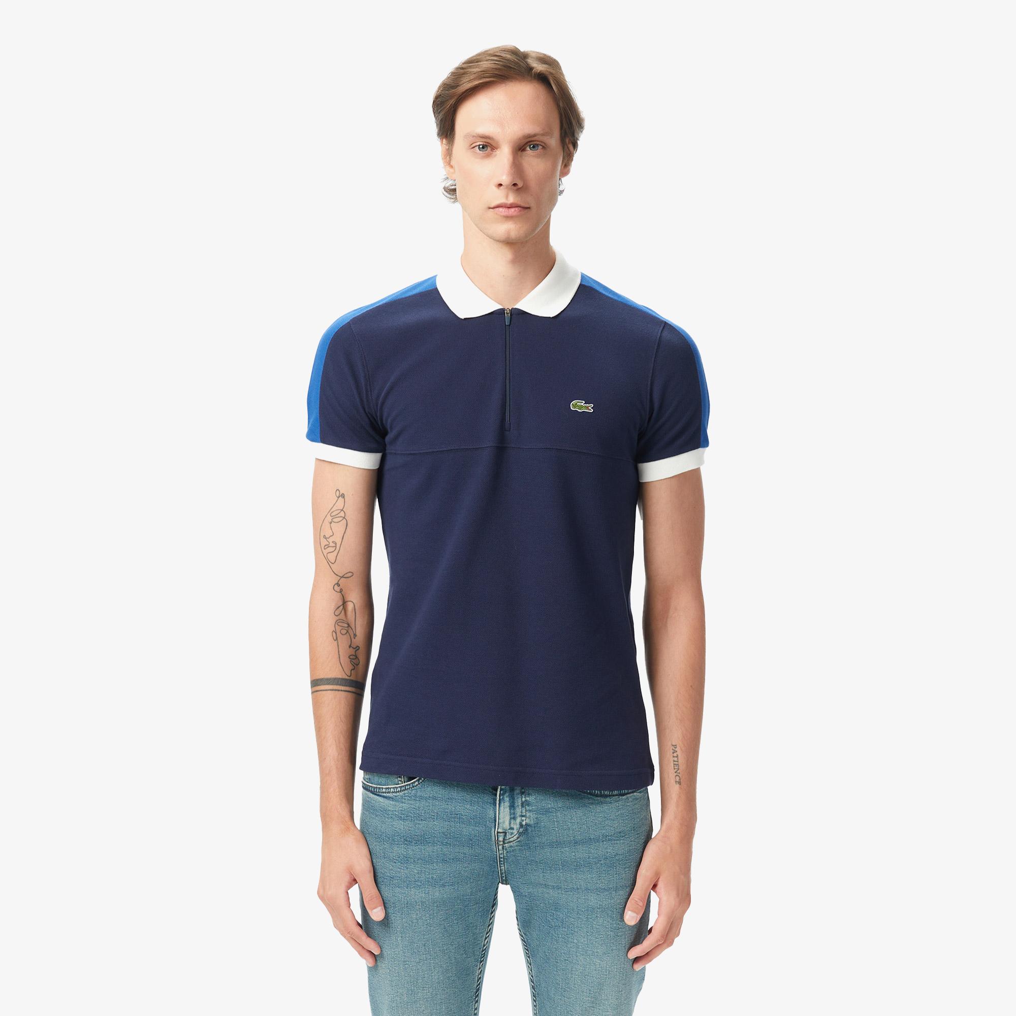 Erkek Regular Fit  Renk Bloklu Lacivert Polo