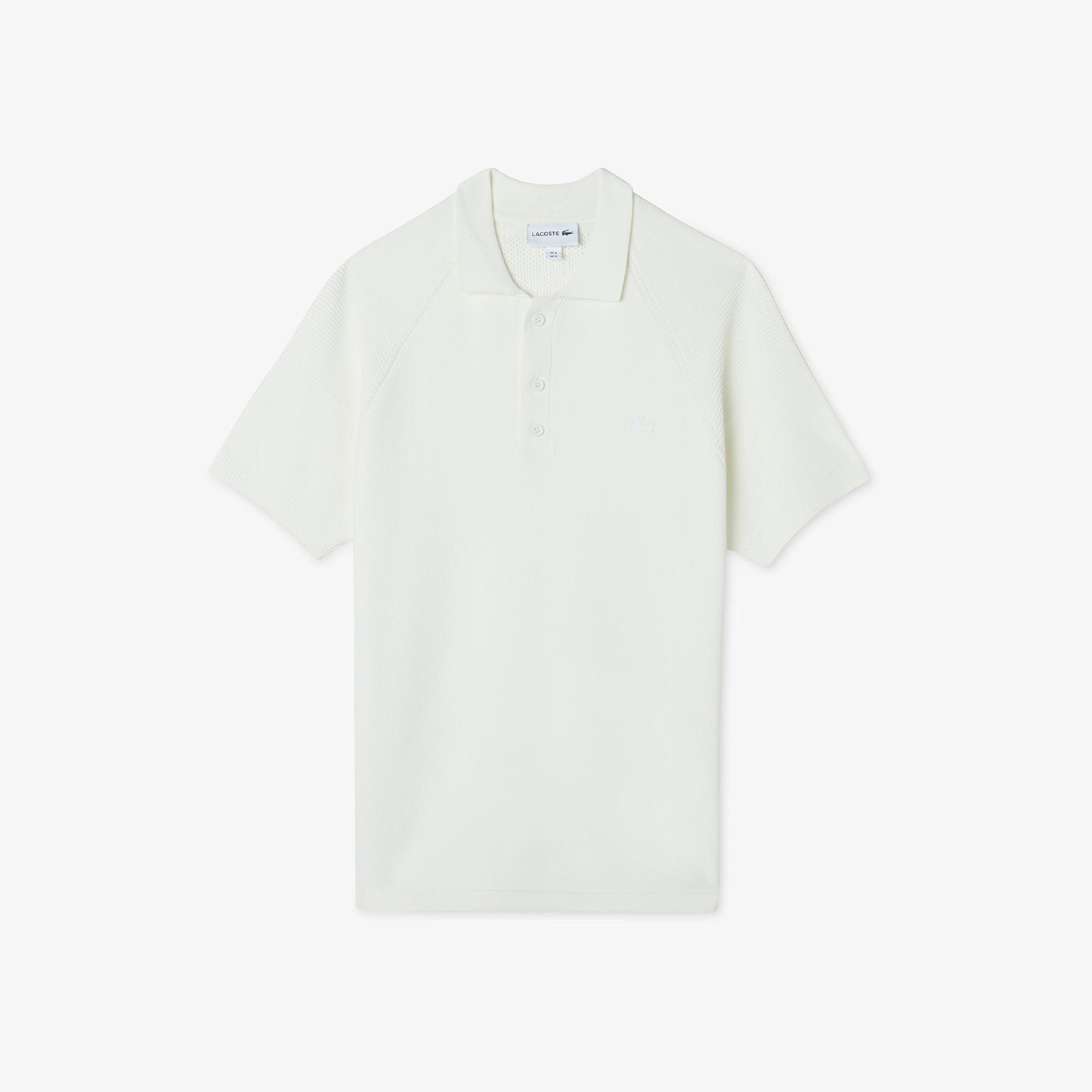 Erkek Regular Fit Kısa Kollu Polo Yaka Beyaz Triko