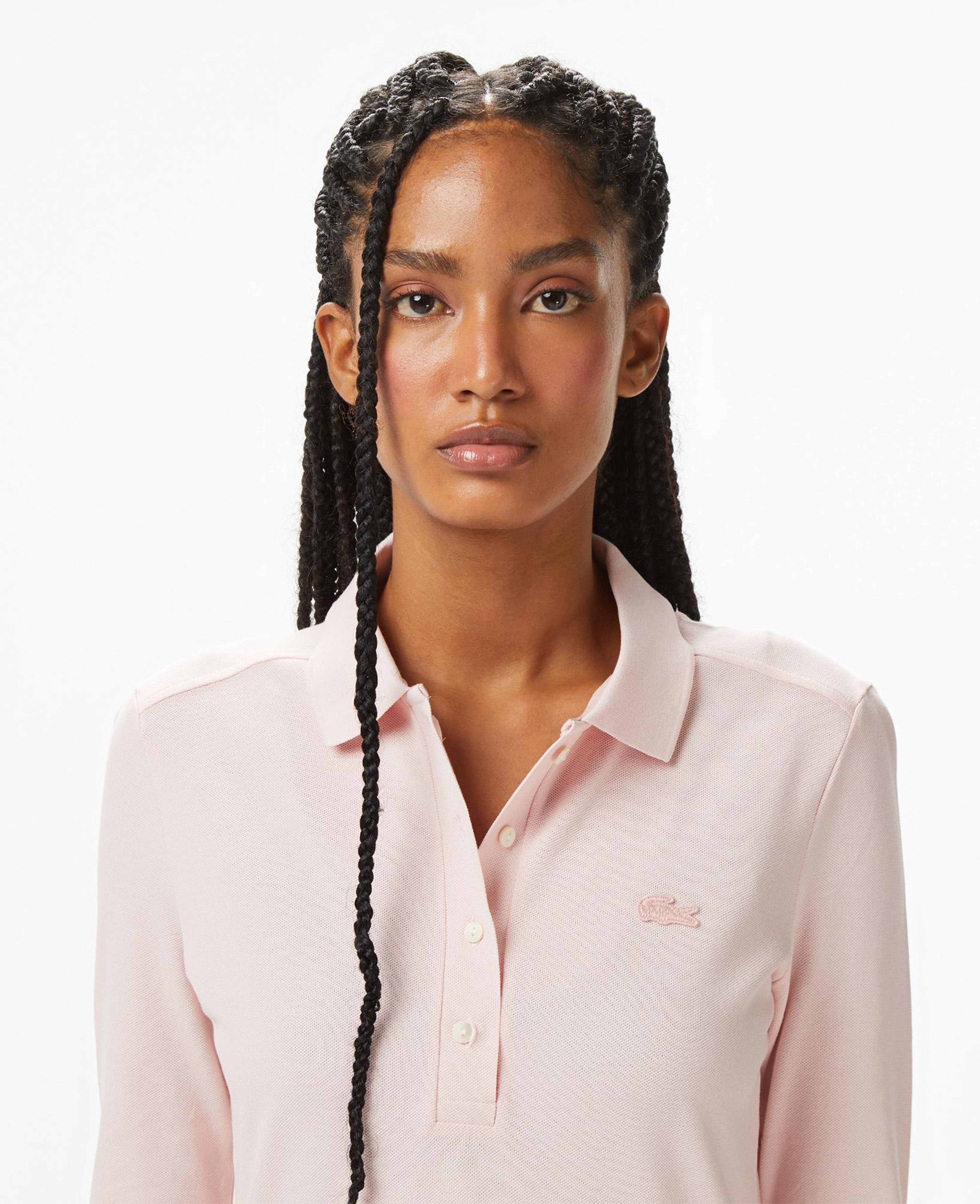 Lacoste Kadın Slim Fit Uzun Kollu Pembe Polo