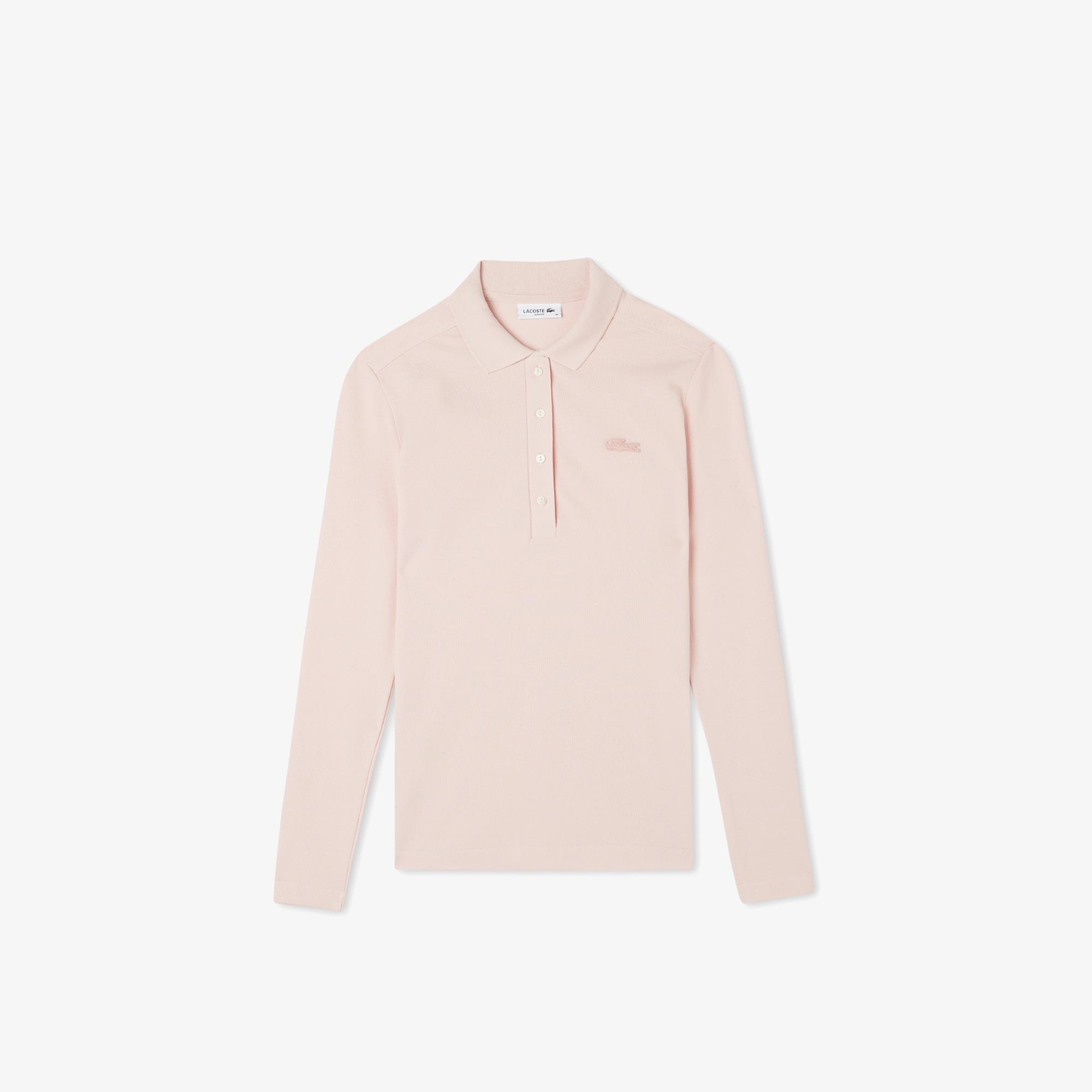 Lacoste Kadın Slim Fit Uzun Kollu Pembe Polo