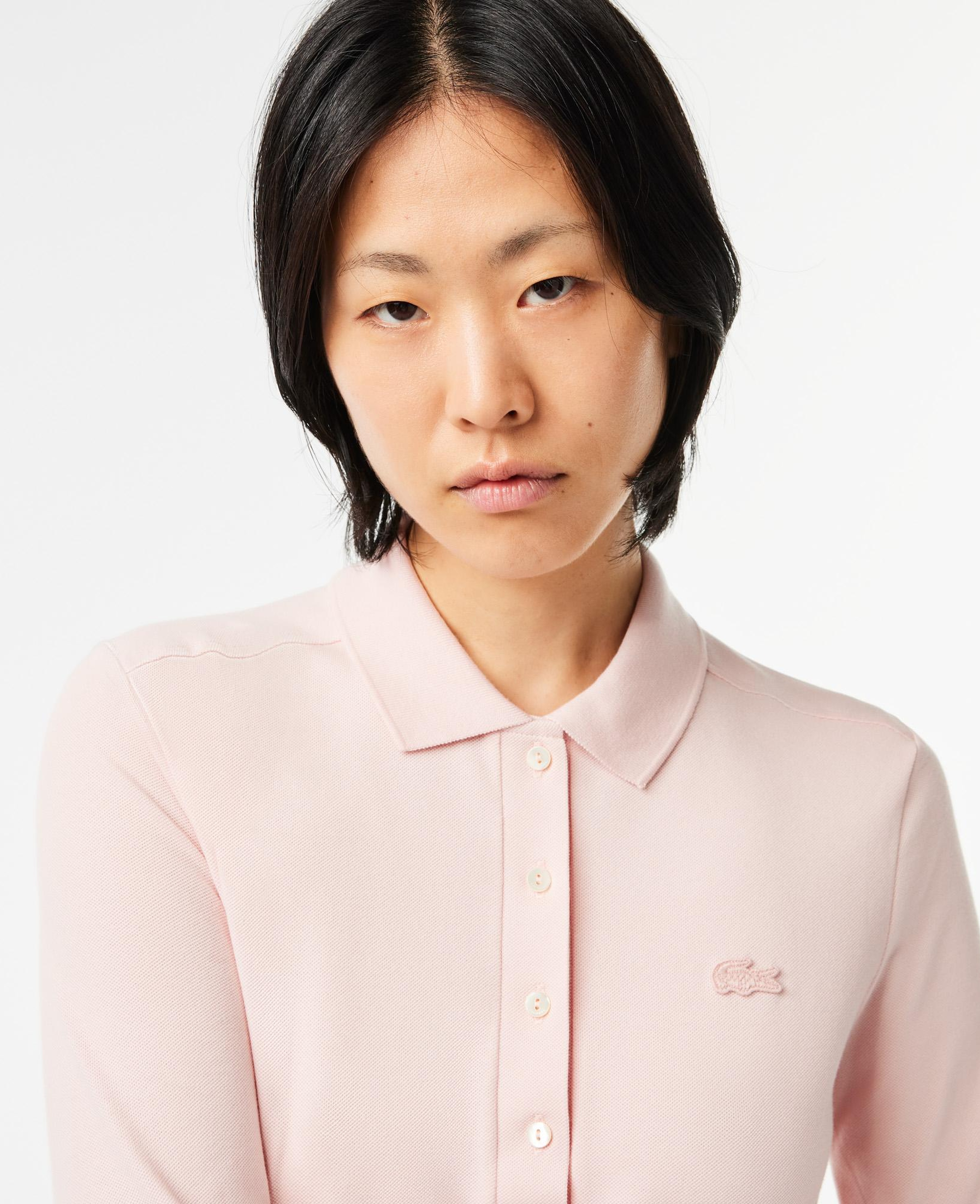 Lacoste Kadın Slim Fit Uzun Kollu Pembe Polo