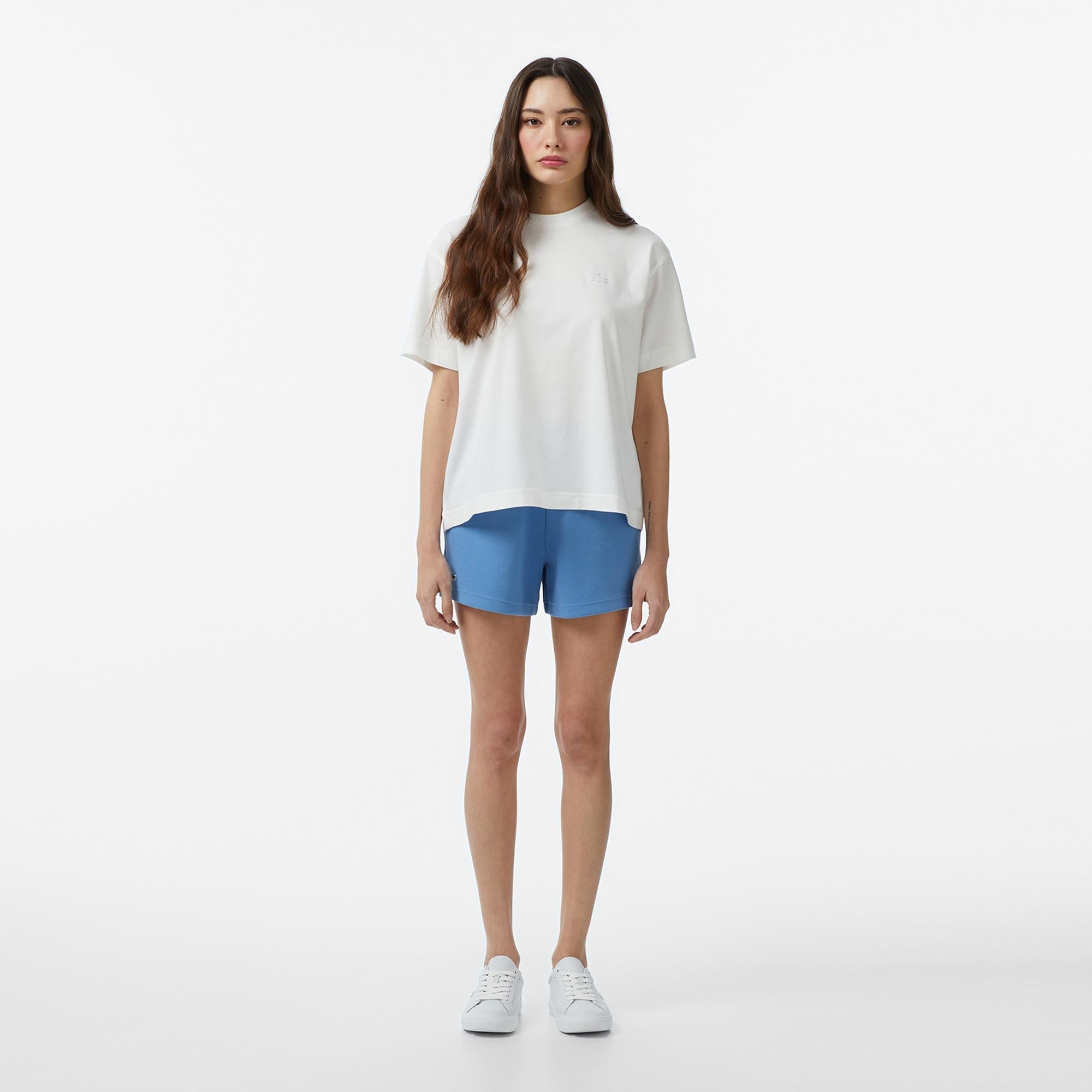 Kadın Loose Fit Bisiklet Yaka Beyaz T-Shirt