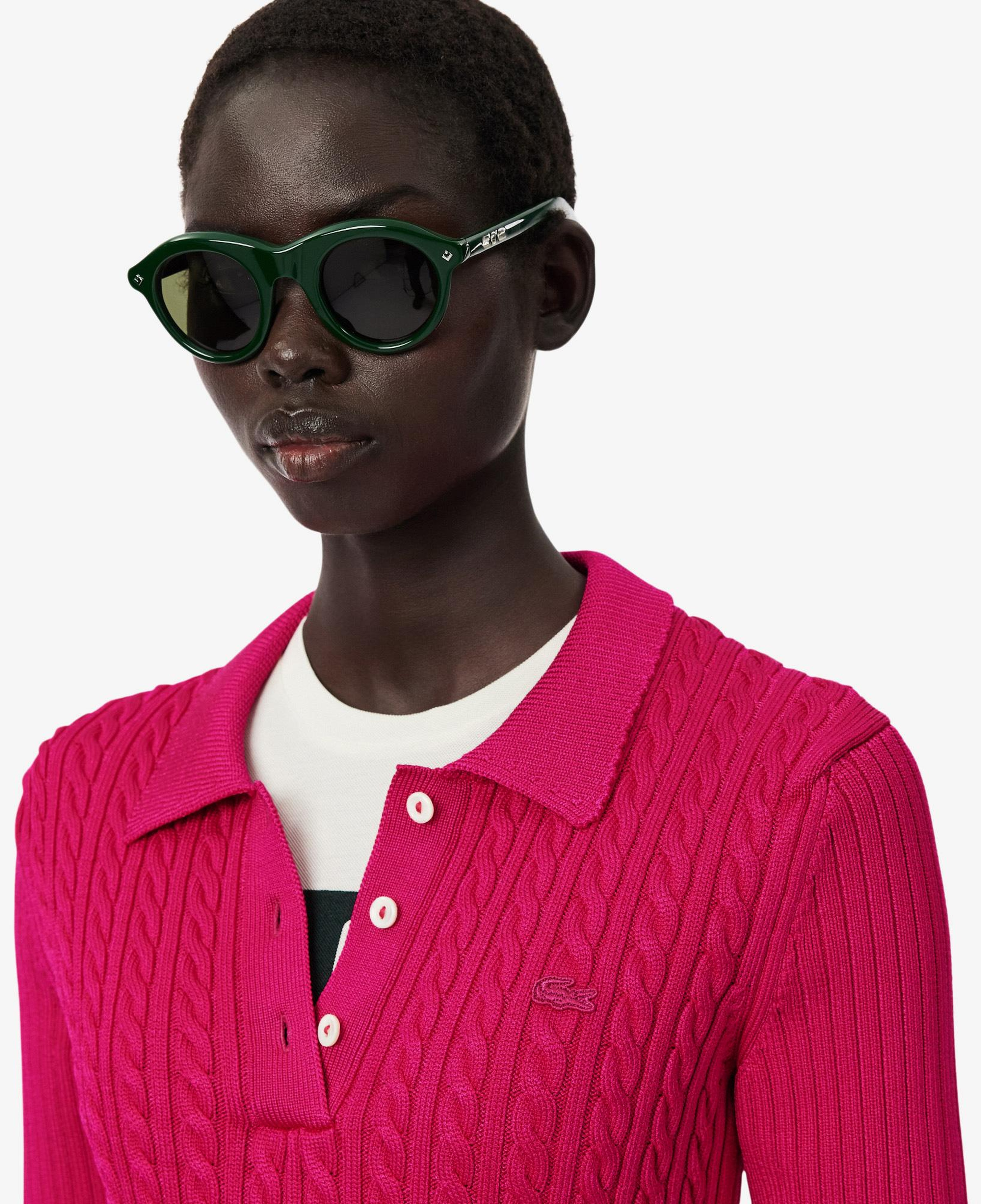 FW25 RUNWAY Kadın Kısa Kollu Polo Yaka Pembe Triko