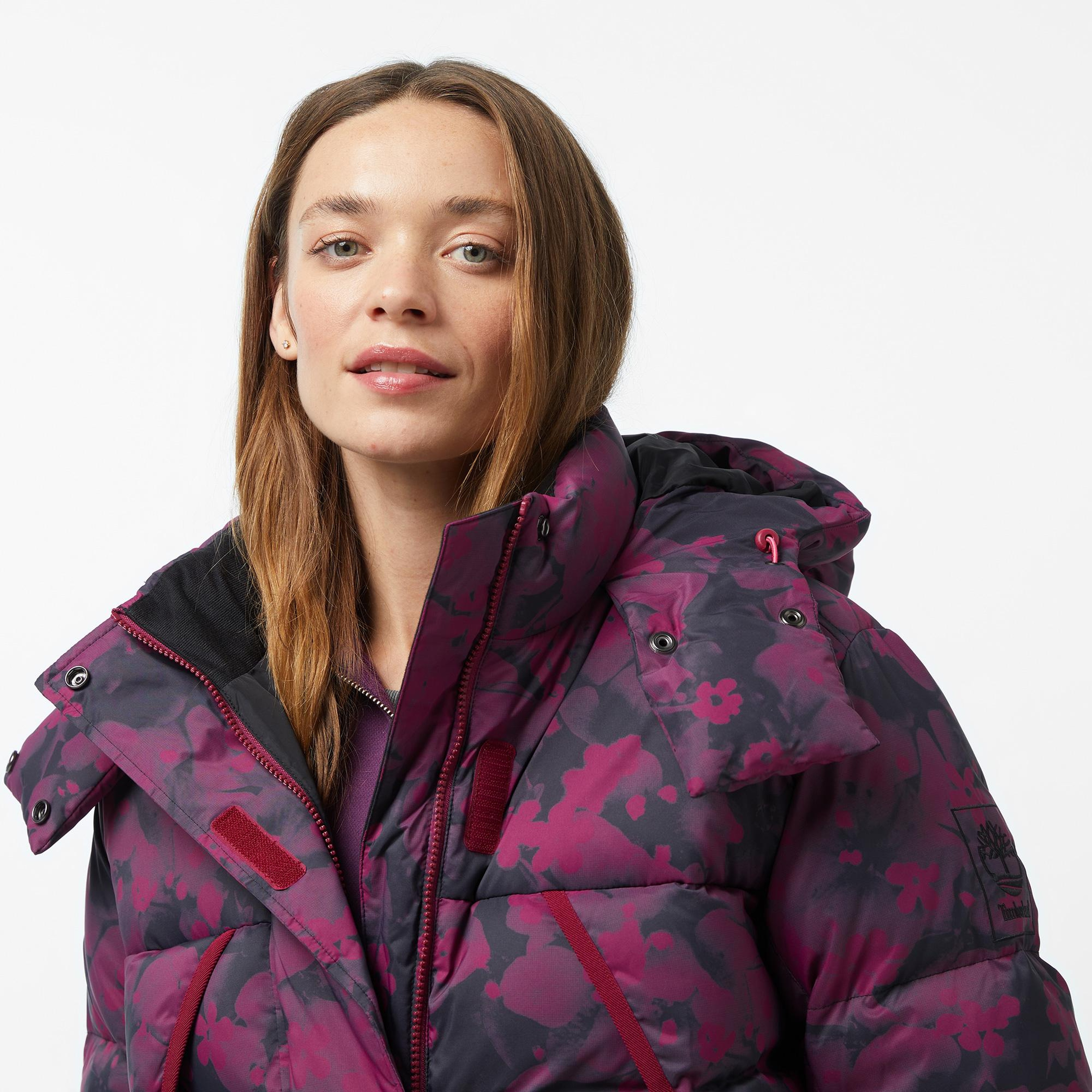 Timberland Howker Recycled Down Printed Puffer Kadın Mor Ceket