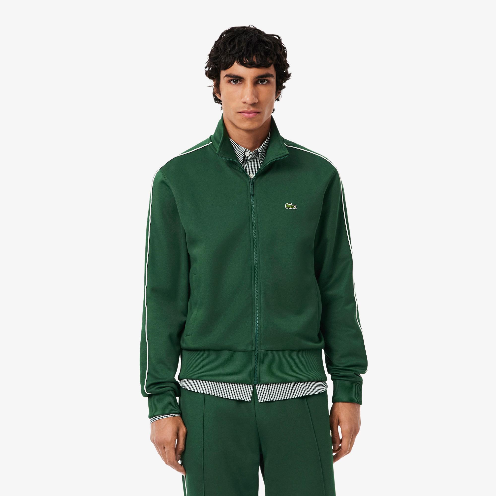 Erkek Regular Fit Fermuarlı Koyu Yeşil Sweatshirt